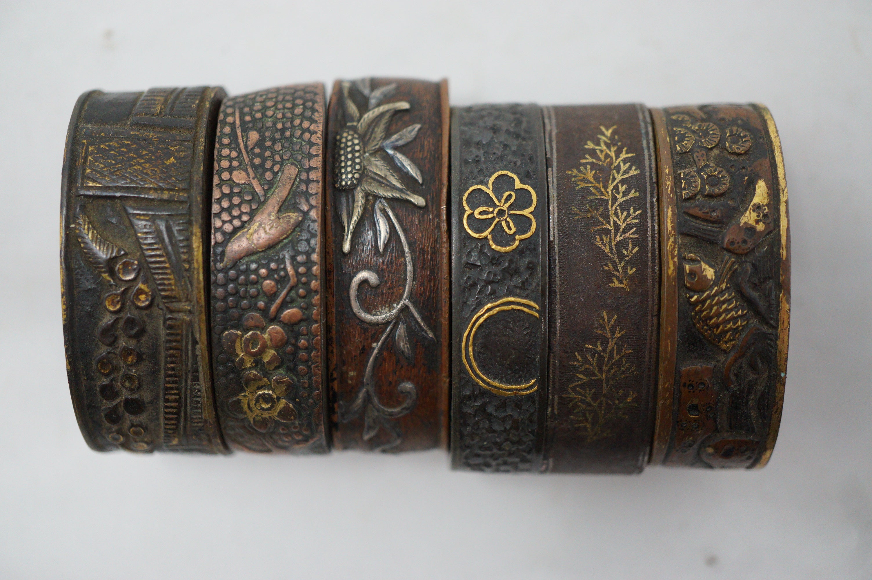 Japanese Fuchi Sword-Collar Collection x6 Collection Antique Originals from Japan 0212F6