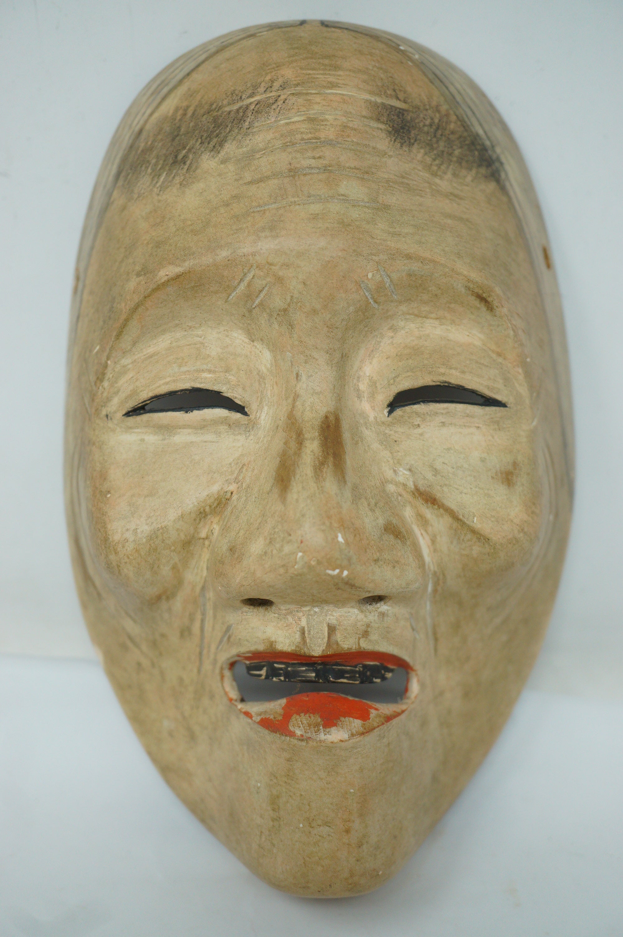 日本明治时代能剧木制面具，Obaa-san 风格，日本原装 0331F6