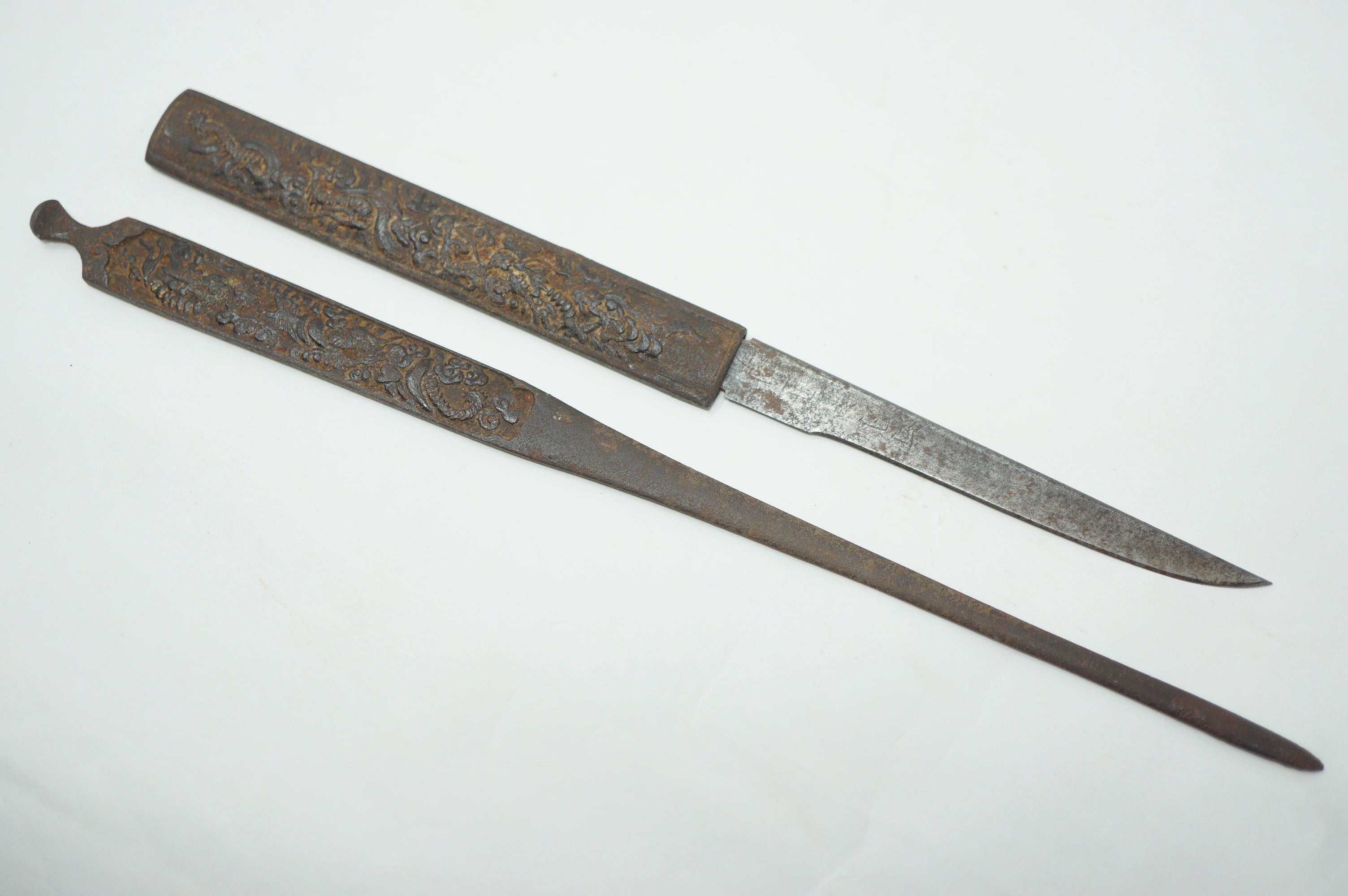 Japanese Kogai & Kozuka Knife Set Original Antique Sword Accessory with Signed Blade 0416F7