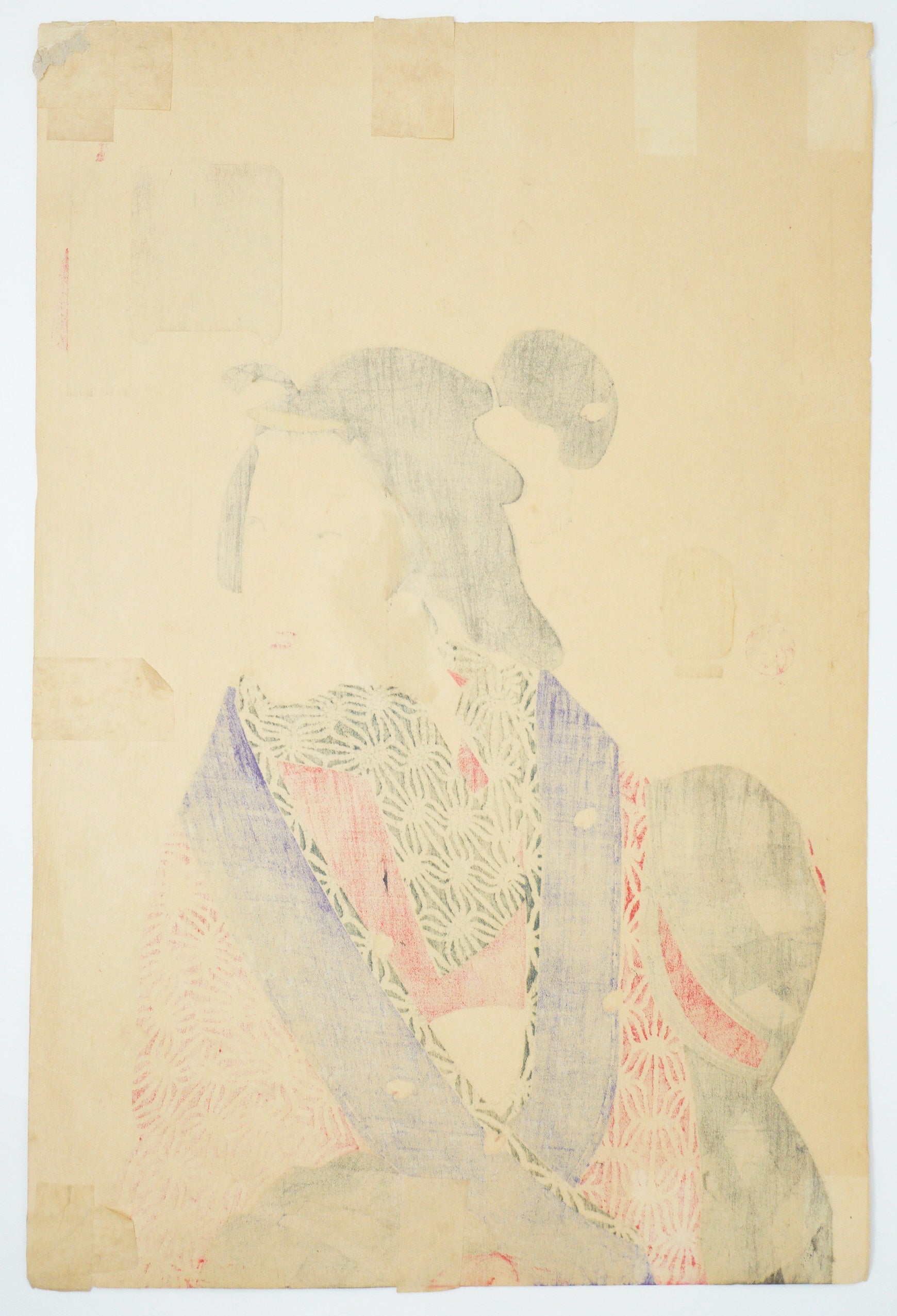 Seltener Yoshitoshi Holzschnitt Original "Looking eager to meet" aus Japan 0310E6