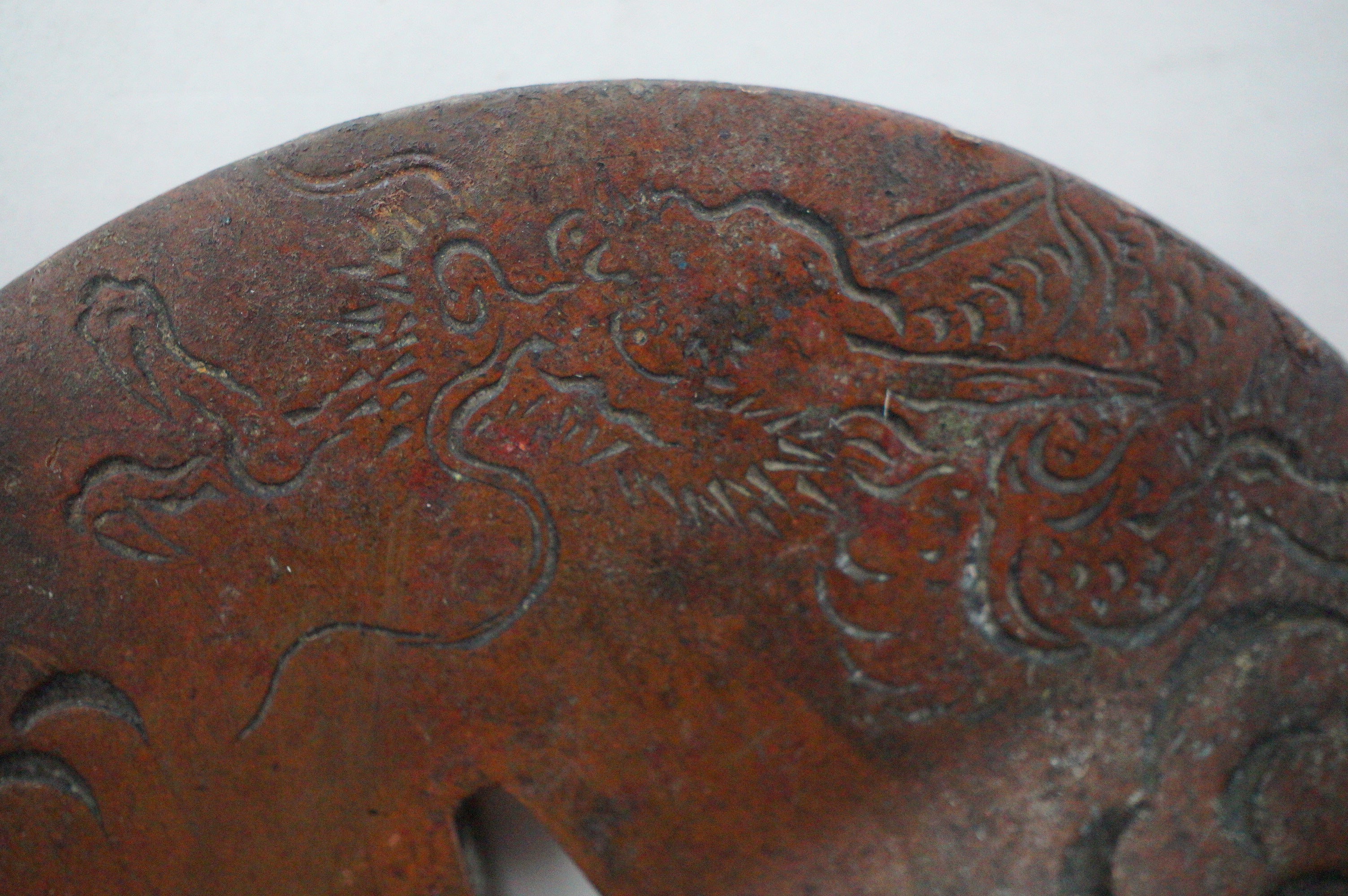 Japanese Tsuba Sword Guard with fine Dragon design made of Copper from Japan 1030D6