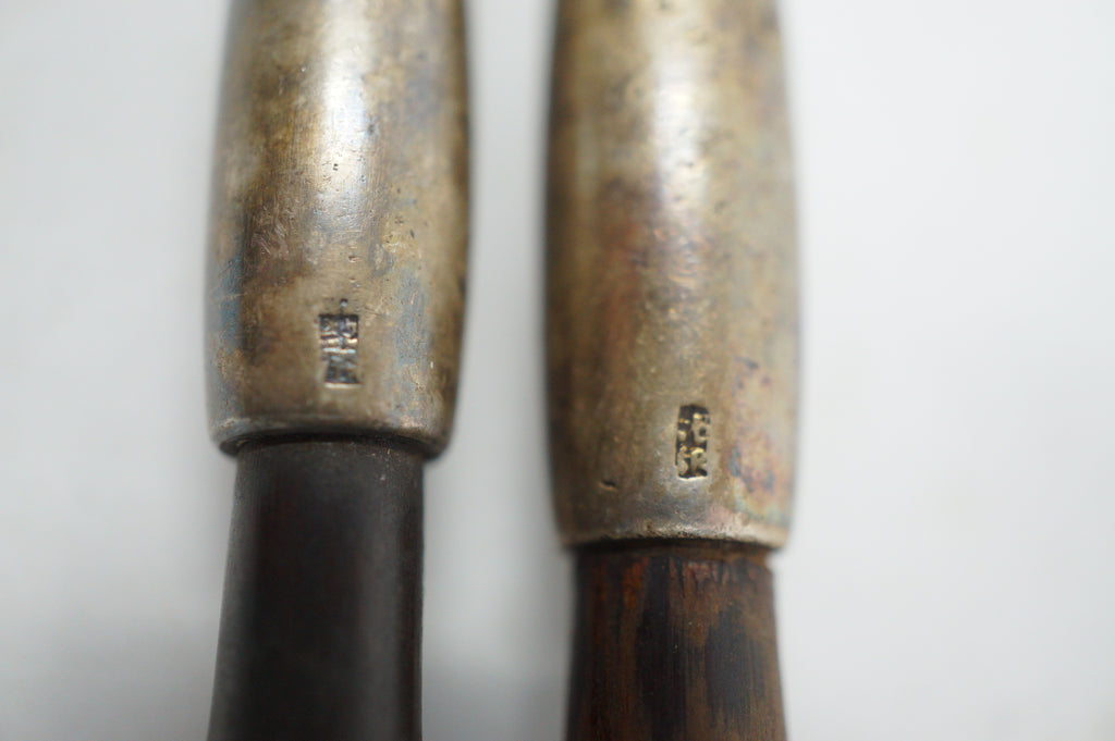 Japanese Kiseru Pipe Set Bamboo & Silver Signed with Geisha Engraving 1111D6