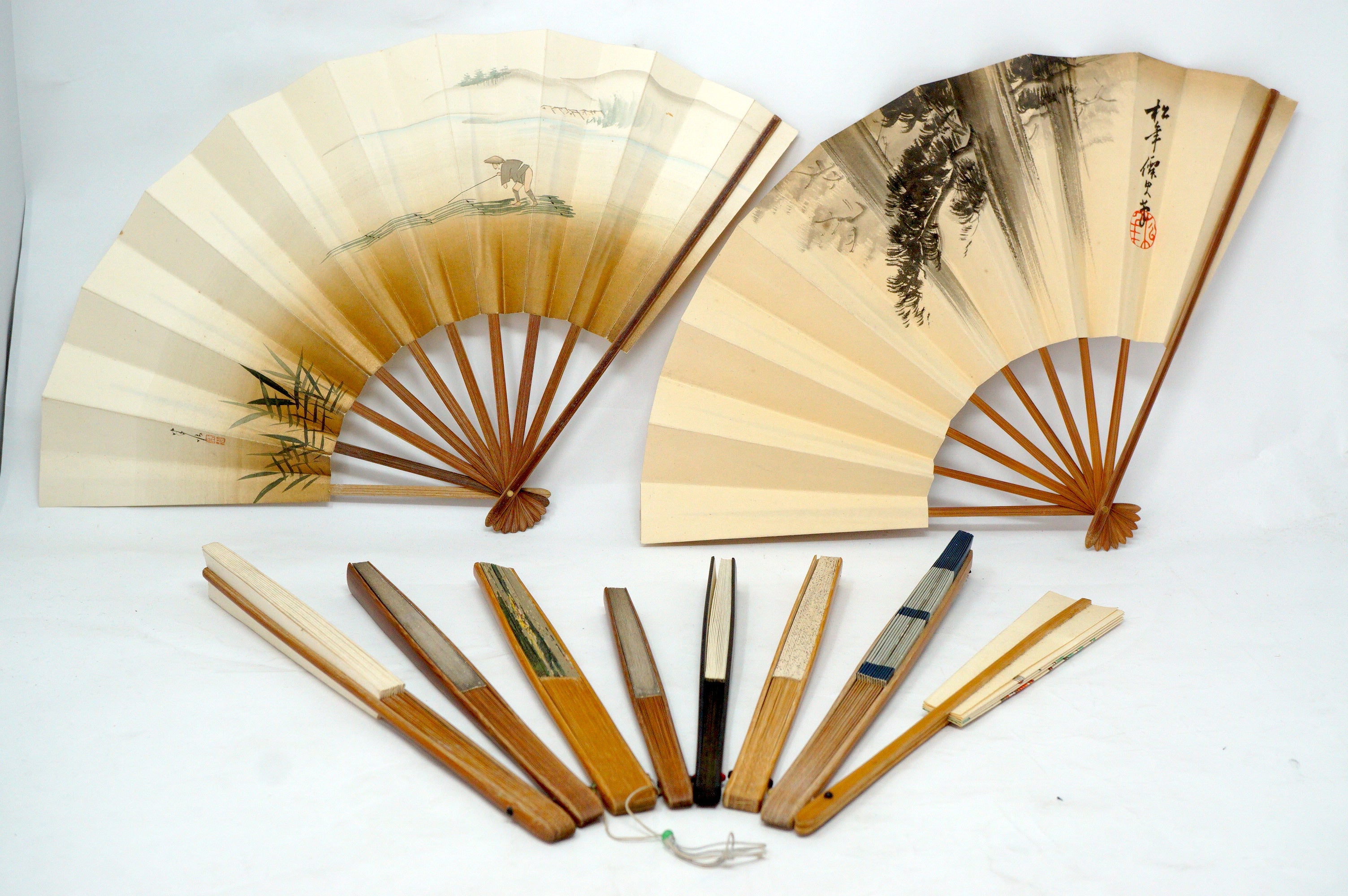 Japanische Sensu Faltfächer-Kollektion x10 Vintage Original 扇子 aus Japan 1127D6