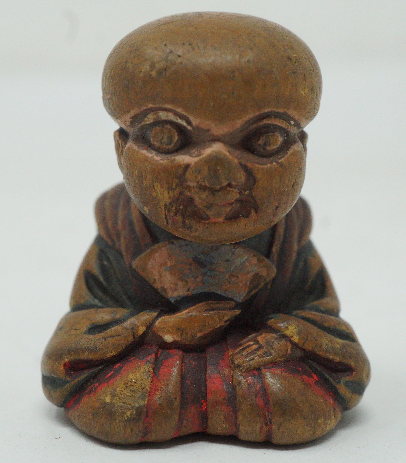 Japanese Wooden Netsuke FUKUSUKE Lucky Charme Edo-Meiji Original Sagemono 0428G6