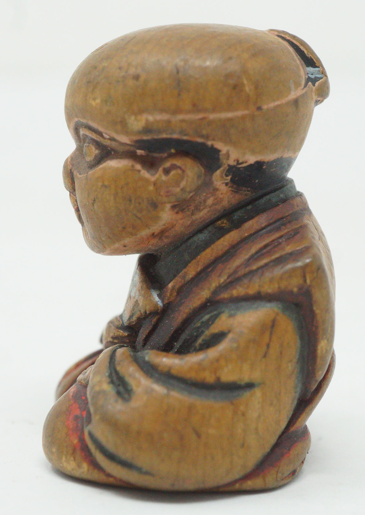 Japanese Wooden Netsuke FUKUSUKE Lucky Charme Edo-Meiji Original Sagemono 0428G6
