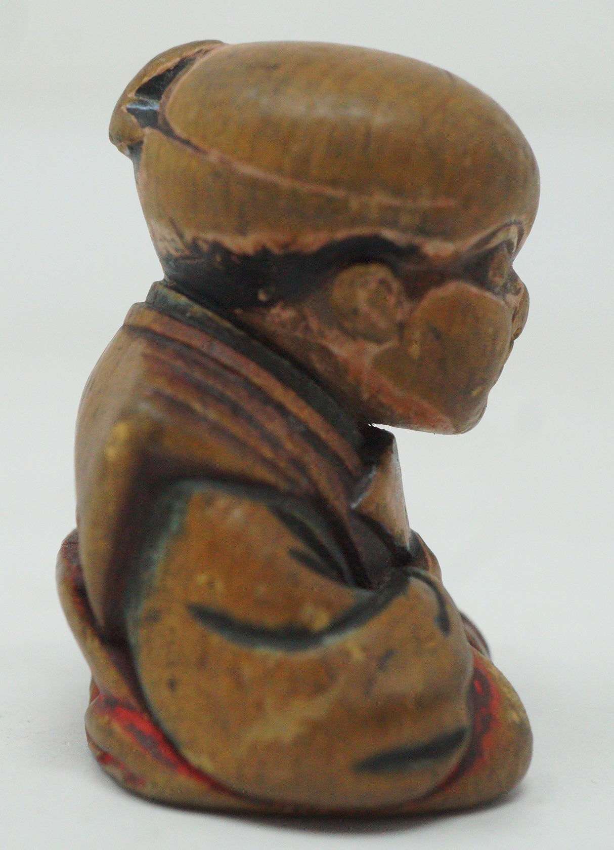 Japanese Wooden Netsuke FUKUSUKE Lucky Charme Edo-Meiji Original Sagemono 0428G6