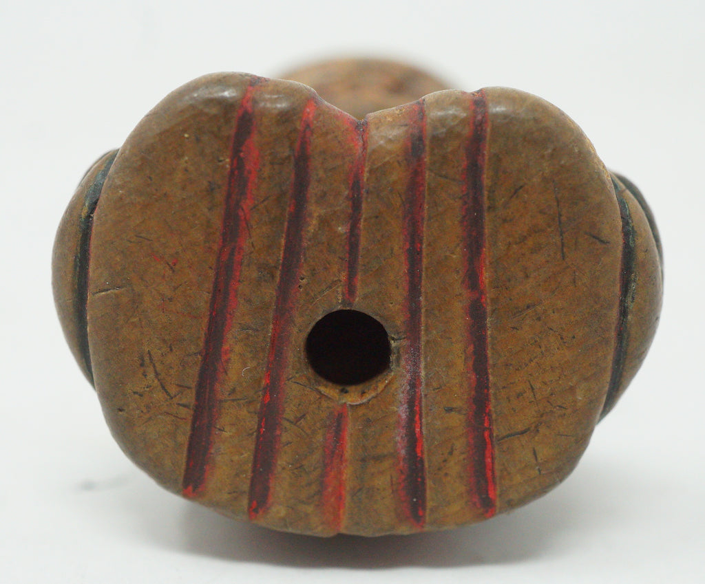 Japanese Wooden Netsuke FUKUSUKE Lucky Charme Edo-Meiji Original Sagemono 0428G6