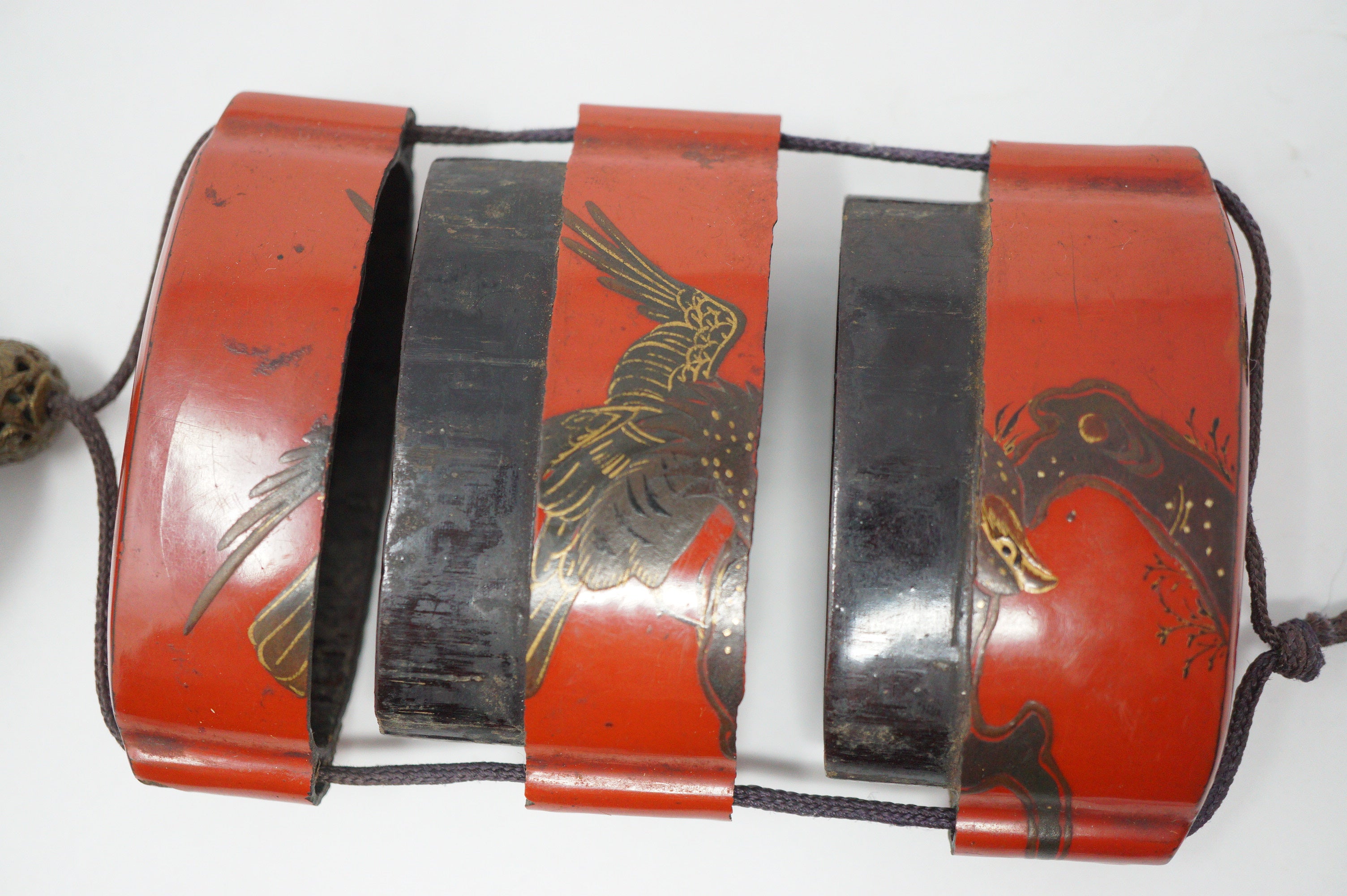 Japanisches Inro Netsuke &amp; Ojime „Adler jagt Kaninchen“ Original Sagemono aus Japan 1206D6