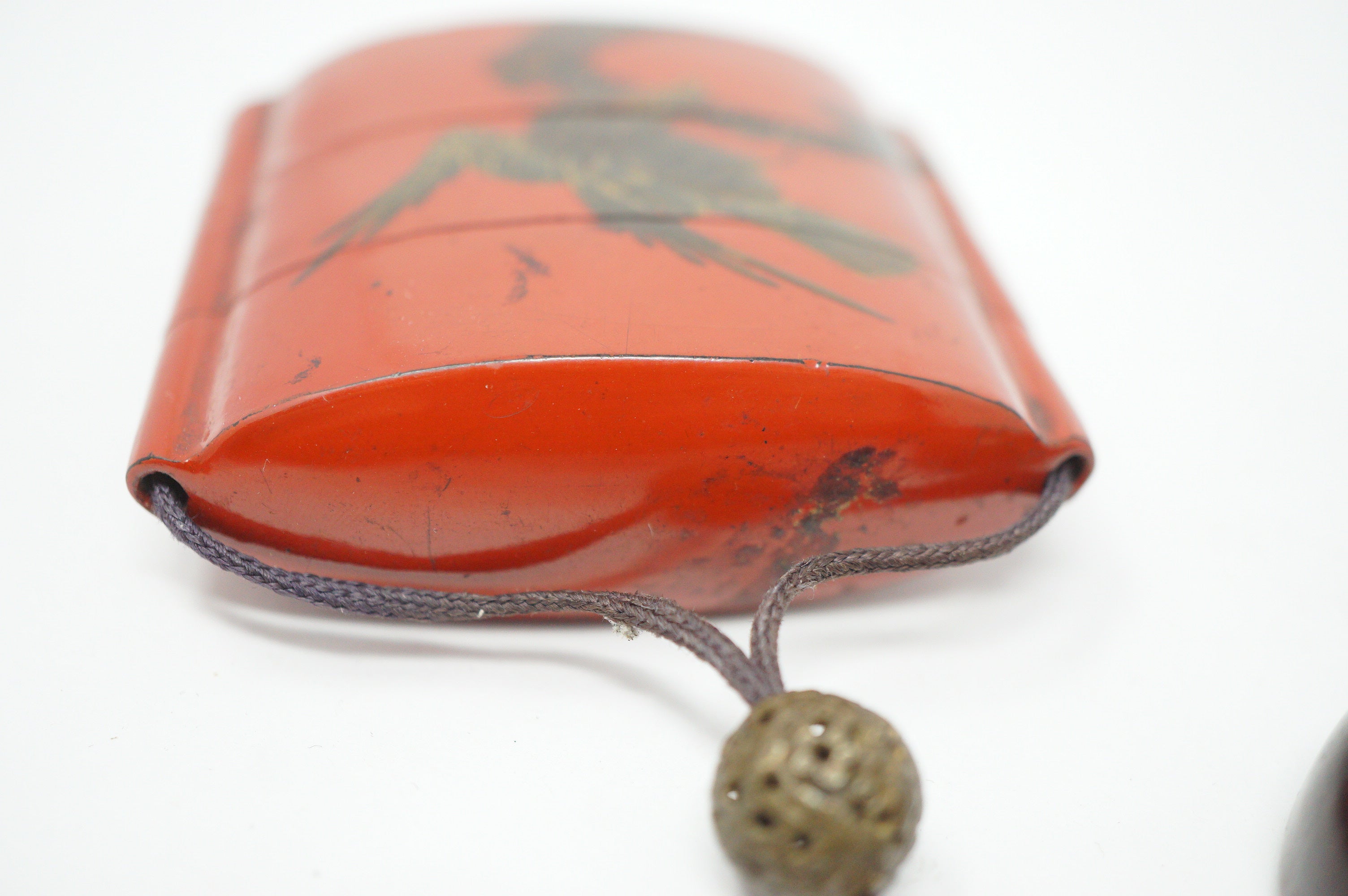 Japanisches Inro Netsuke &amp; Ojime „Adler jagt Kaninchen“ Original Sagemono aus Japan 1206D6