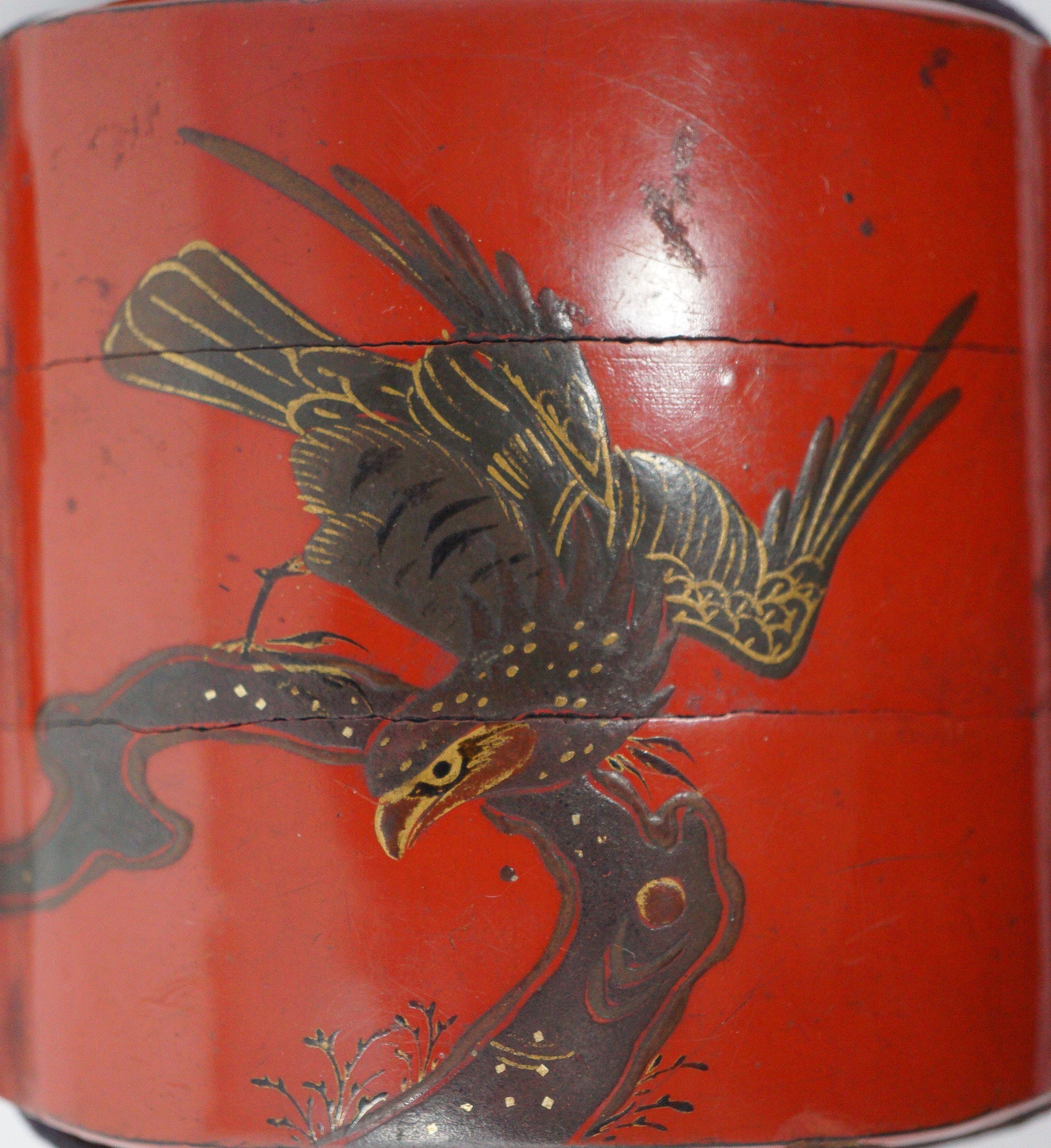 Japanisches Inro Netsuke &amp; Ojime „Adler jagt Kaninchen“ Original Sagemono aus Japan 1206D6