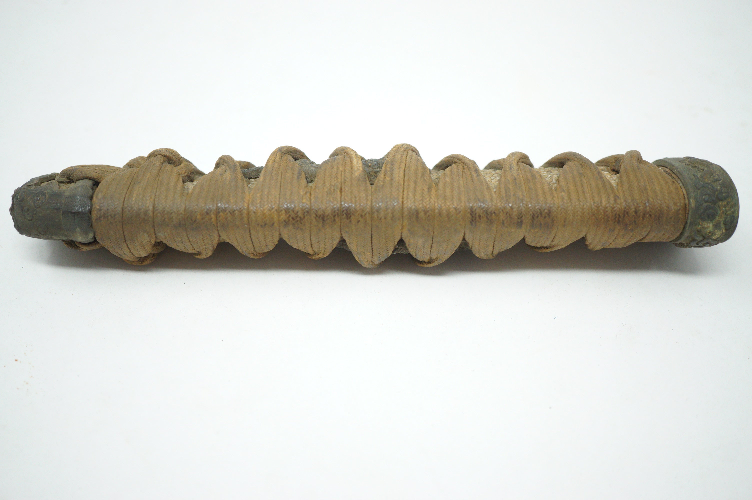 Antique Edo Period Japanese Katana Tsuka • Matching Dragon Motif High-Relief Menuki Sword Handle 0623G7
