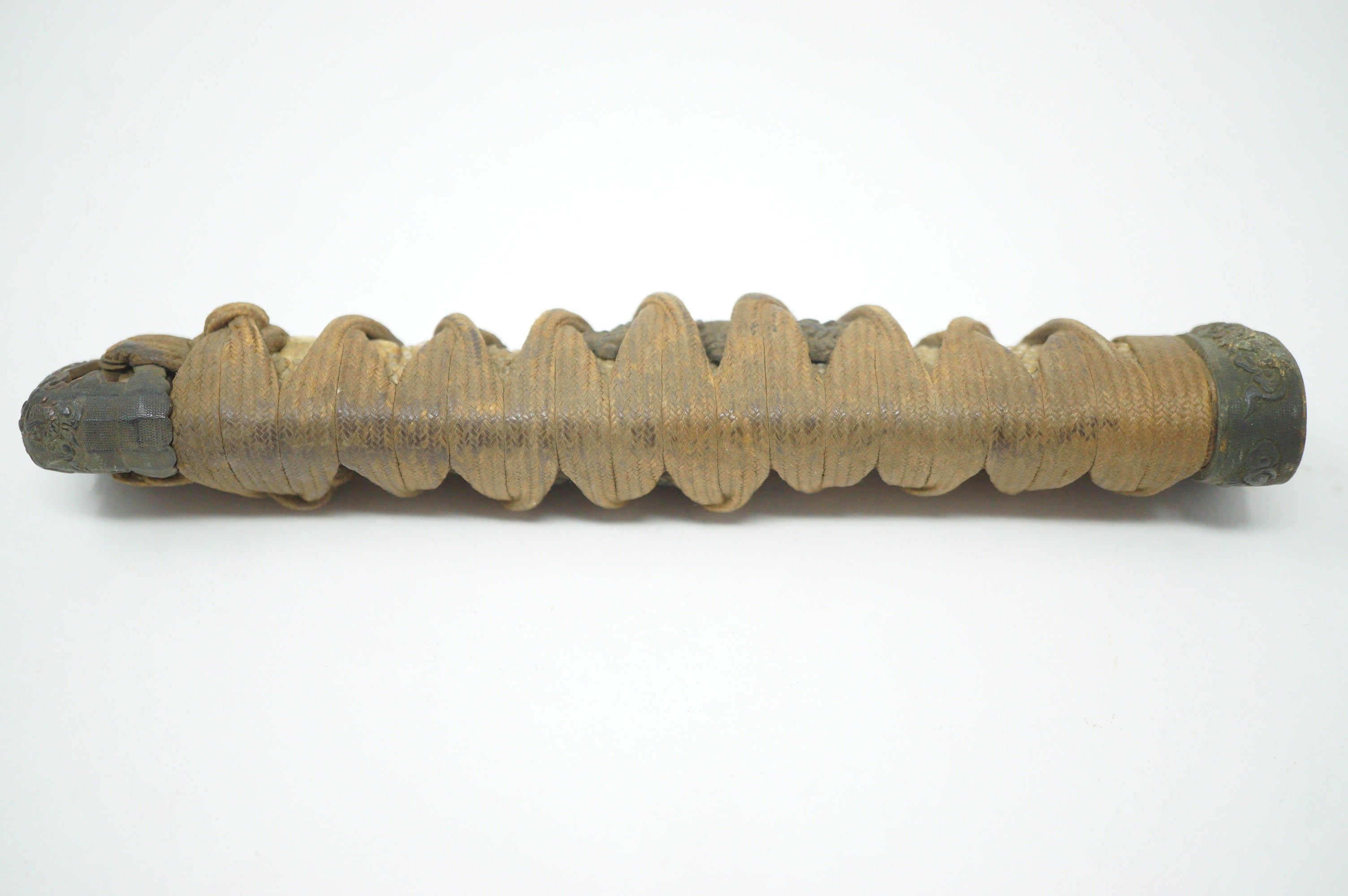 Antique Edo Period Japanese Katana Tsuka • Matching Dragon Motif High-Relief Menuki Sword Handle 0623G7