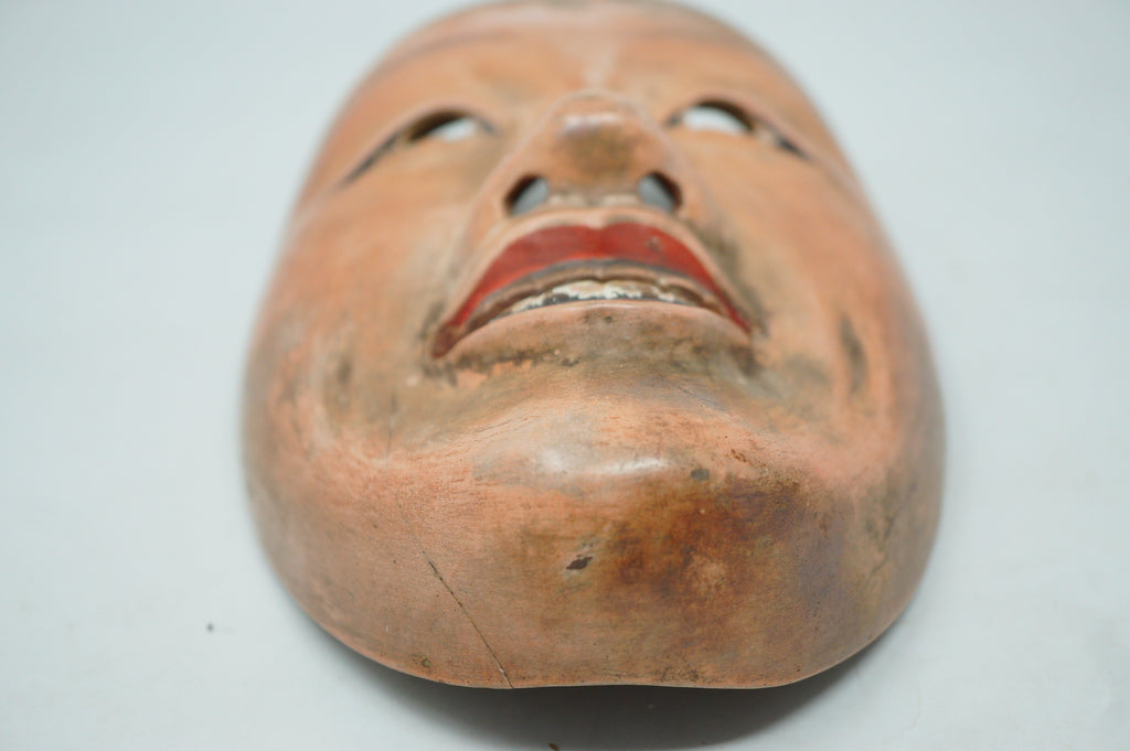 日本明治时代能剧男式木制面具，日本原装 0331F7