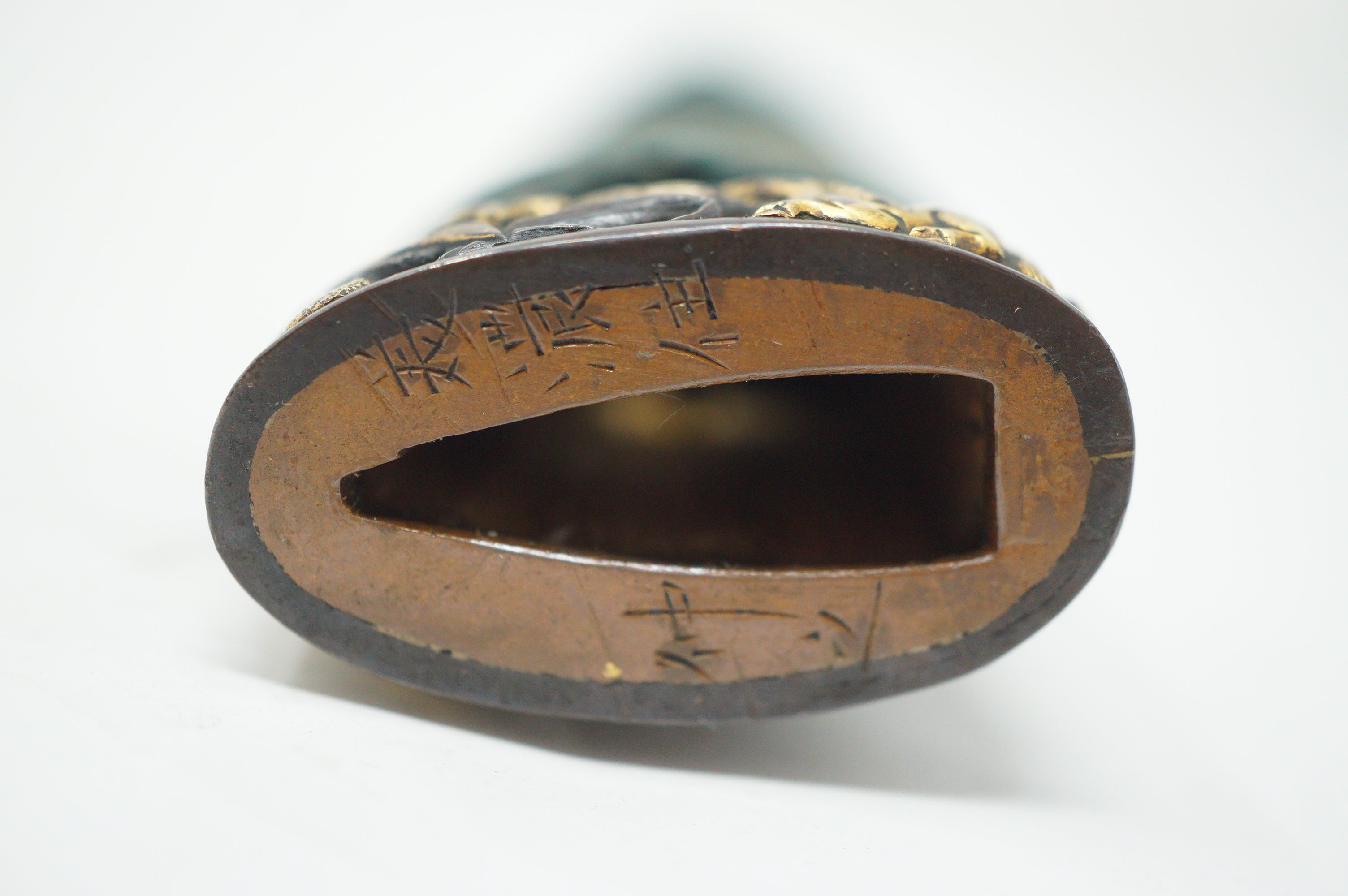 Japanese Wakizashi Sword Handle Antique Original Tsuka with Signed Fuchi 1127F7