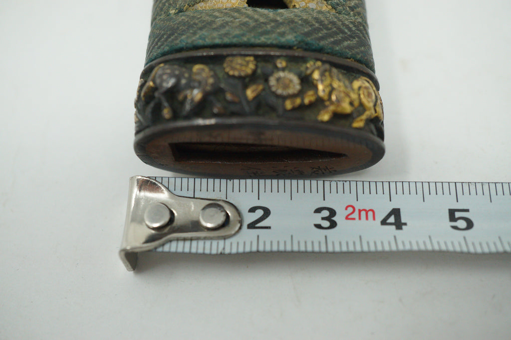 Japanese Wakizashi Sword Handle Antique Original Tsuka with Signed Fuchi 1127F7