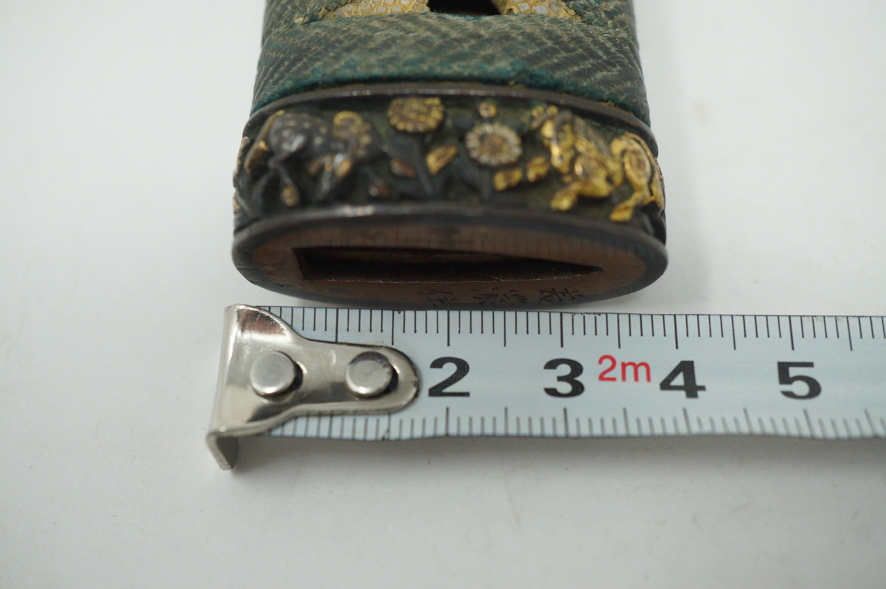 Japanese Wakizashi Sword Handle Antique Original Tsuka with Signed Fuchi 1127F7