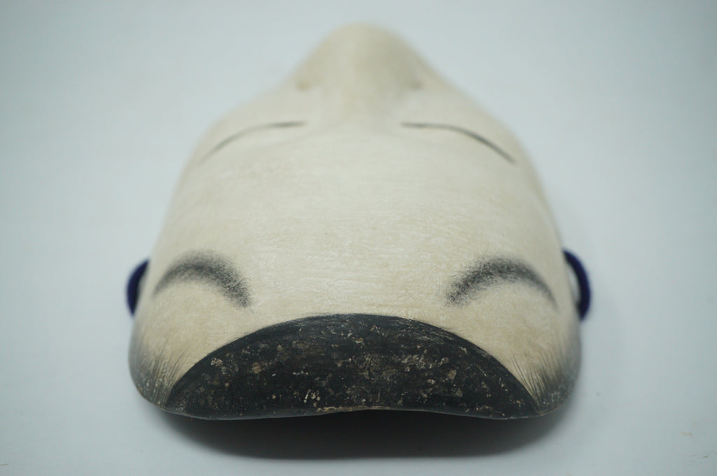 Japanese Kantan Otoko Noh Theater Wooden Mask in Silk Bag Original from Japan 1227F6