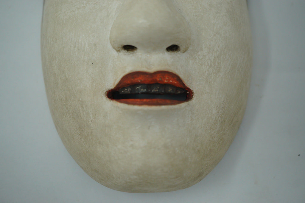 Japanese Kantan Otoko Noh Theater Wooden Mask in Silk Bag Original from Japan 1227F6