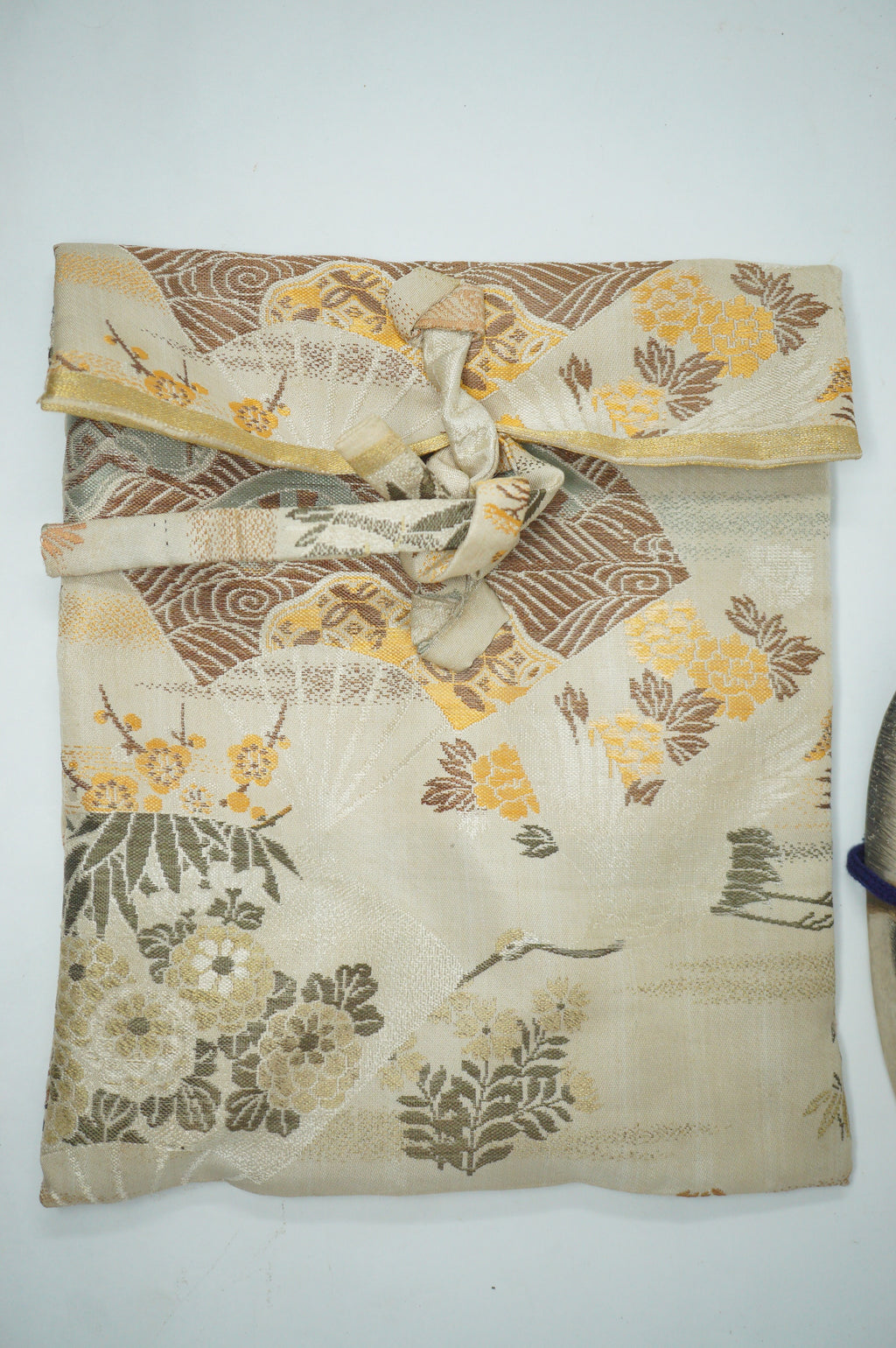 Japanese Kantan Otoko Noh Theater Wooden Mask in Silk Bag Original from Japan 1227F6