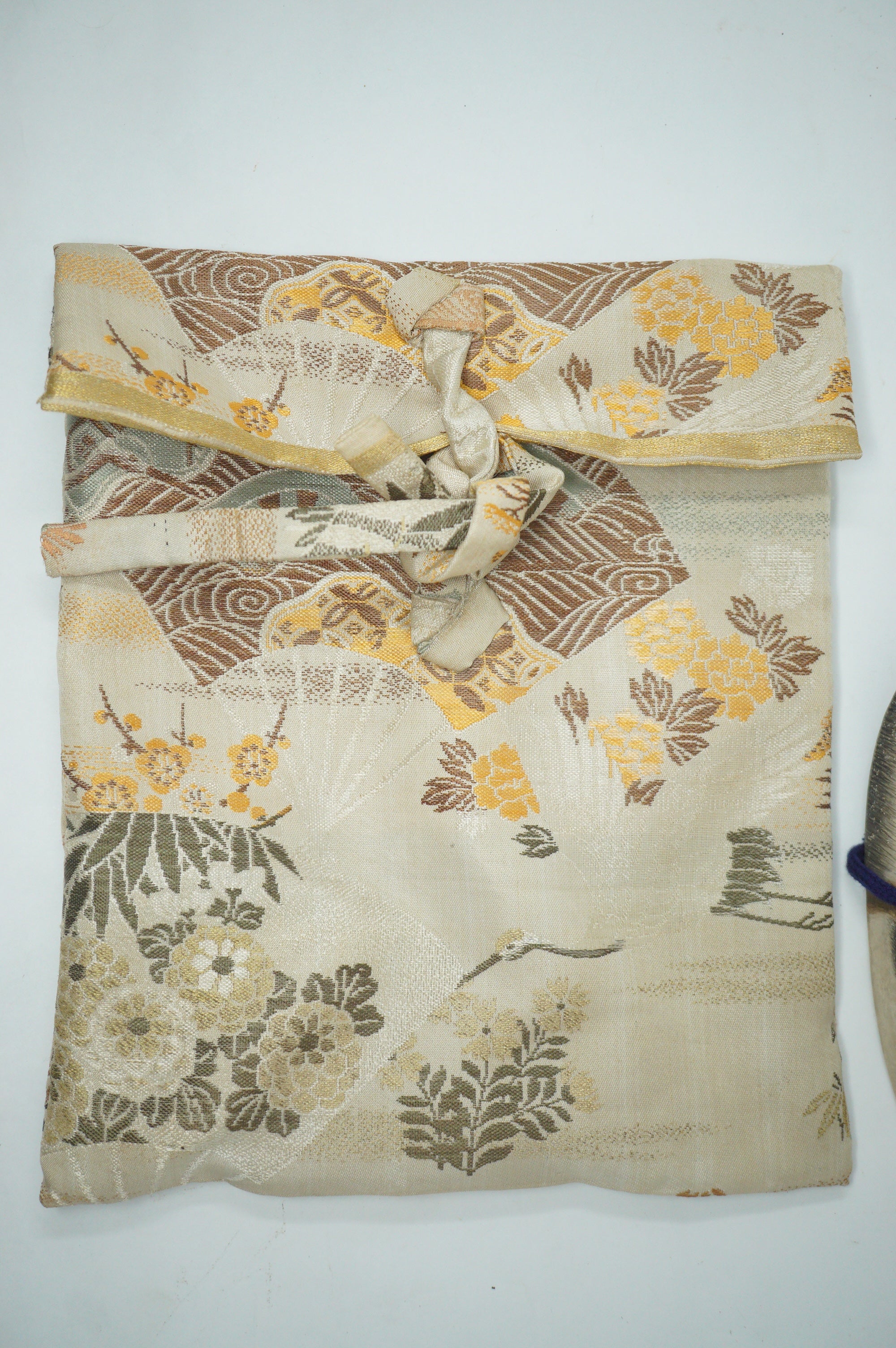 Japanese Kantan Otoko Noh Theater Wooden Mask in Silk Bag Original from Japan 1227F6