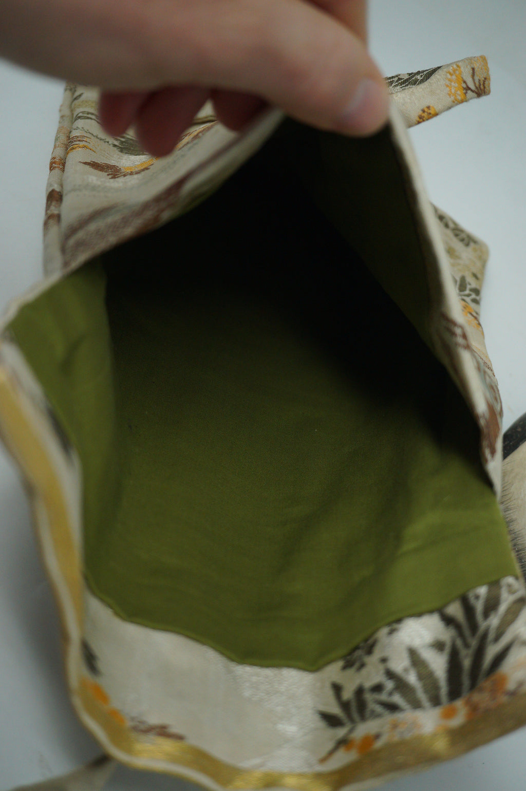 Japanese Kantan Otoko Noh Theater Wooden Mask in Silk Bag Original from Japan 1227F6