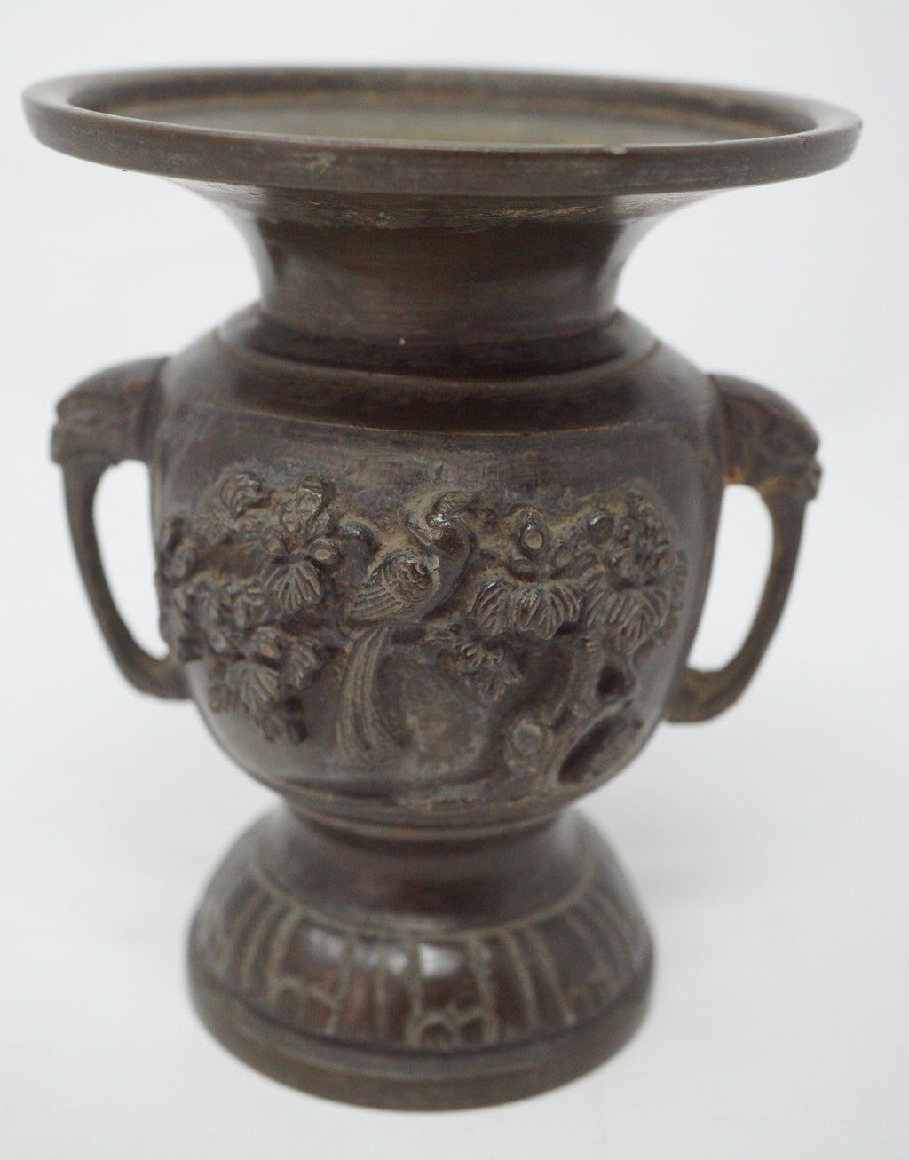 Japanische buddhistische Bronzevase, signiertes antikes Original aus Japan 1101D7
