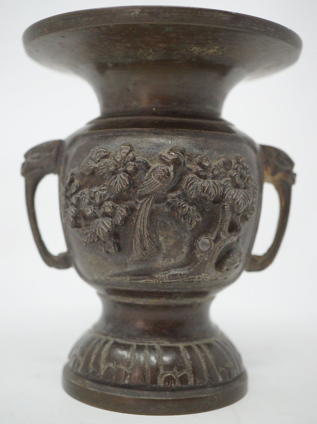 Japanische buddhistische Bronzevase, signiertes antikes Original aus Japan 1101D7