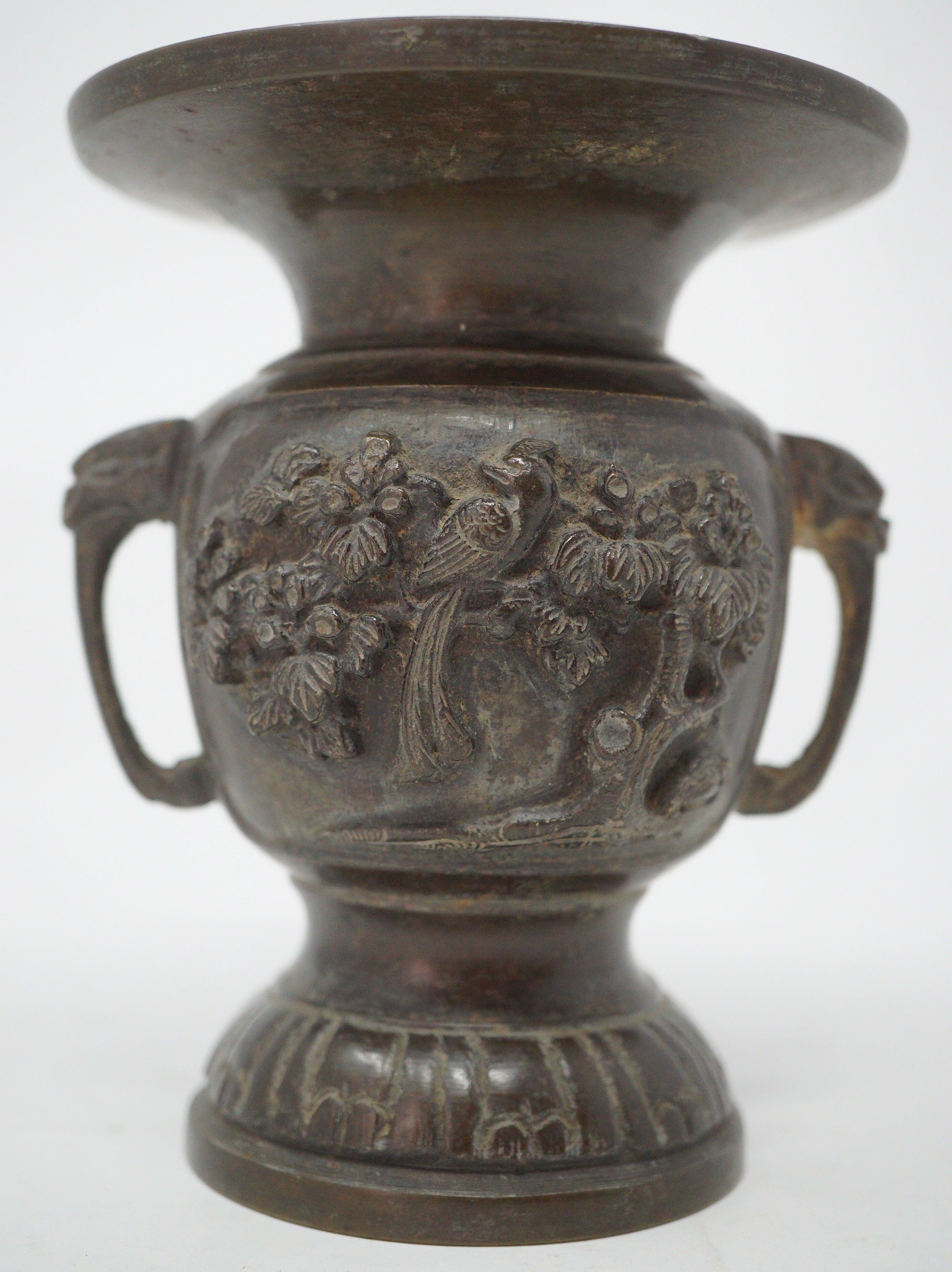 Japanische buddhistische Bronzevase, signiertes antikes Original aus Japan 1101D7