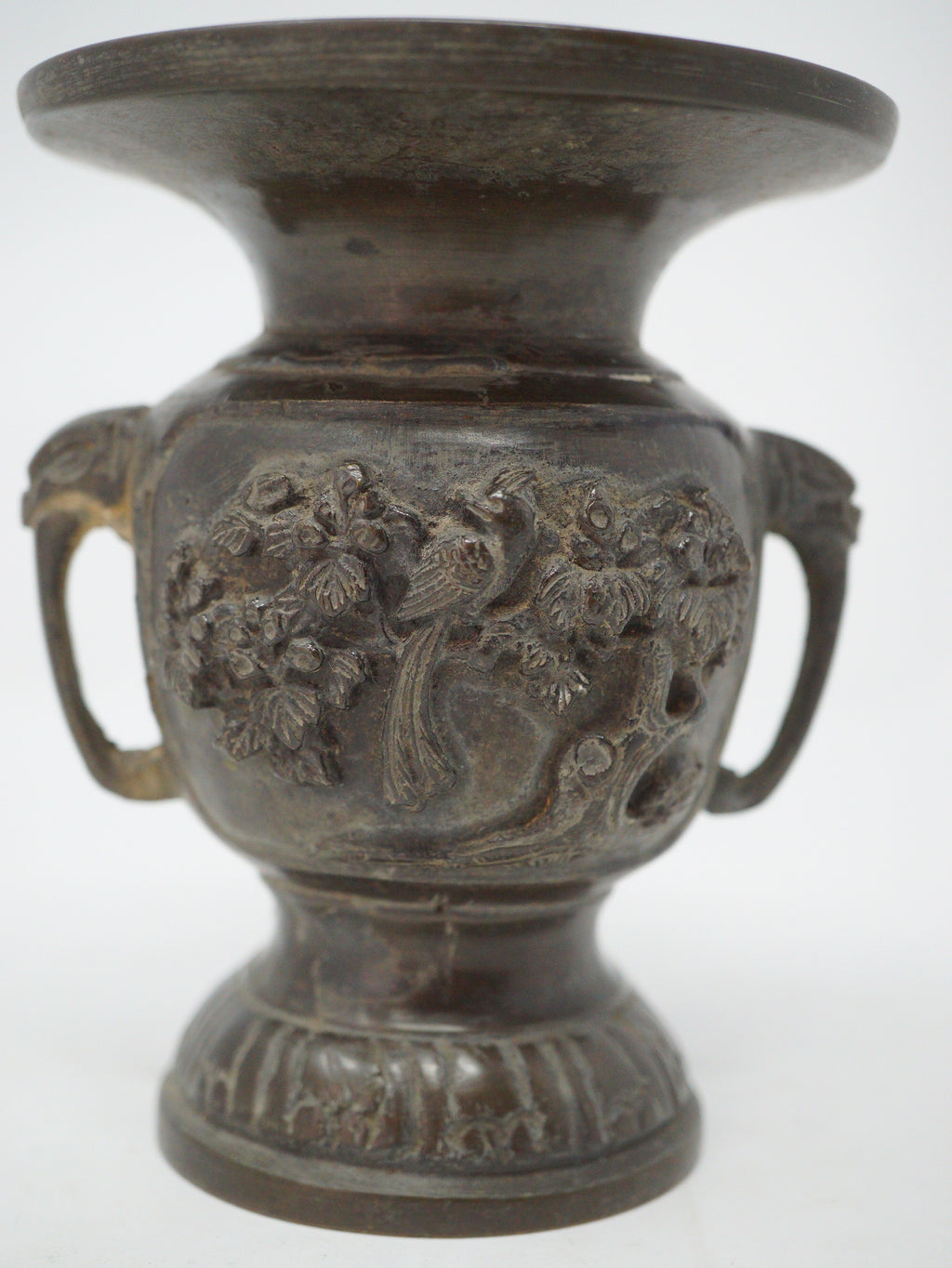 Japanische buddhistische Bronzevase, signiertes antikes Original aus Japan 1101D7