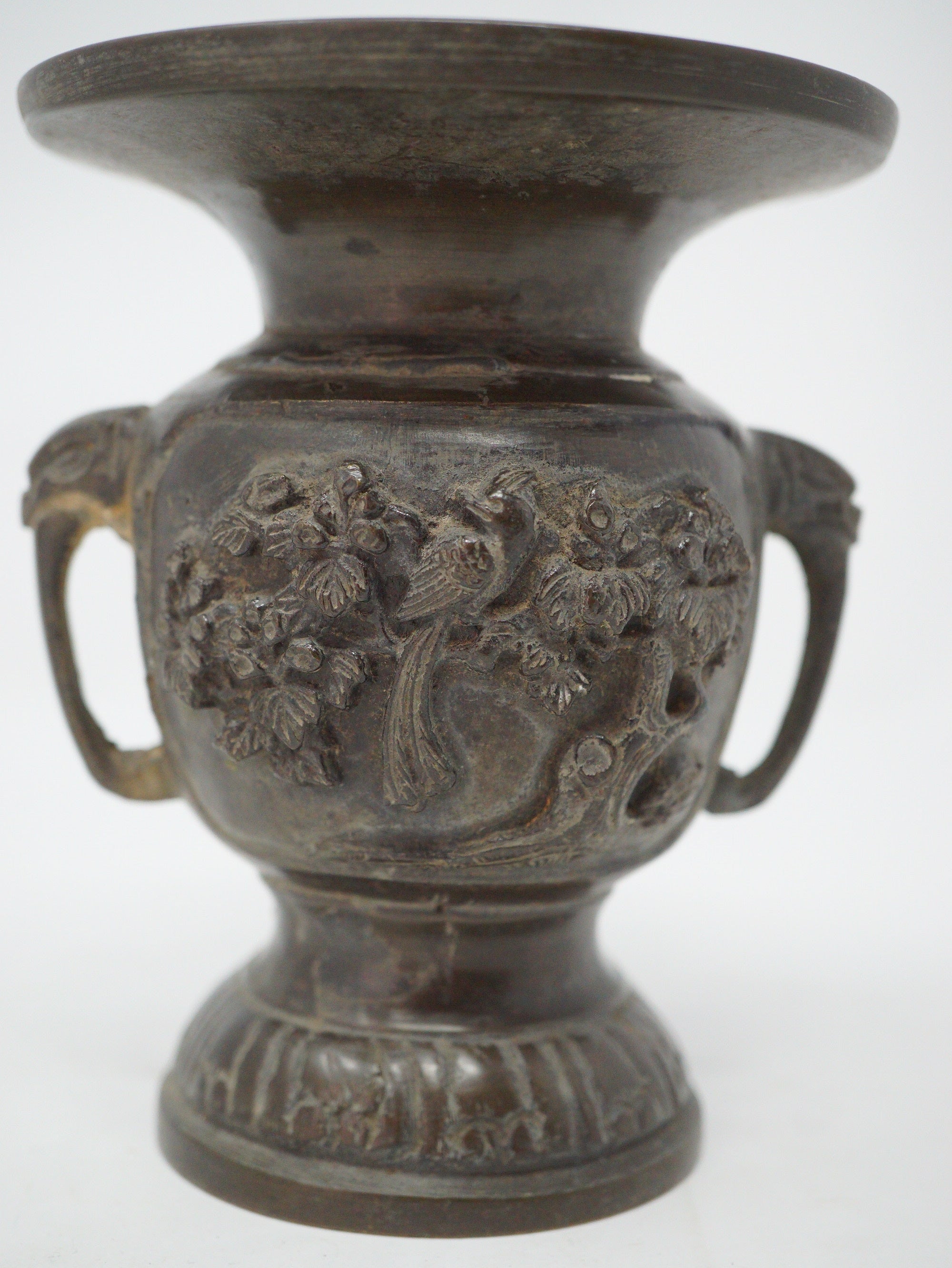 Japanische buddhistische Bronzevase, signiertes antikes Original aus Japan 1101D7