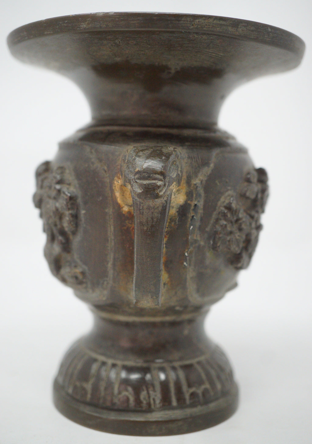 Japanische buddhistische Bronzevase, signiertes antikes Original aus Japan 1101D7
