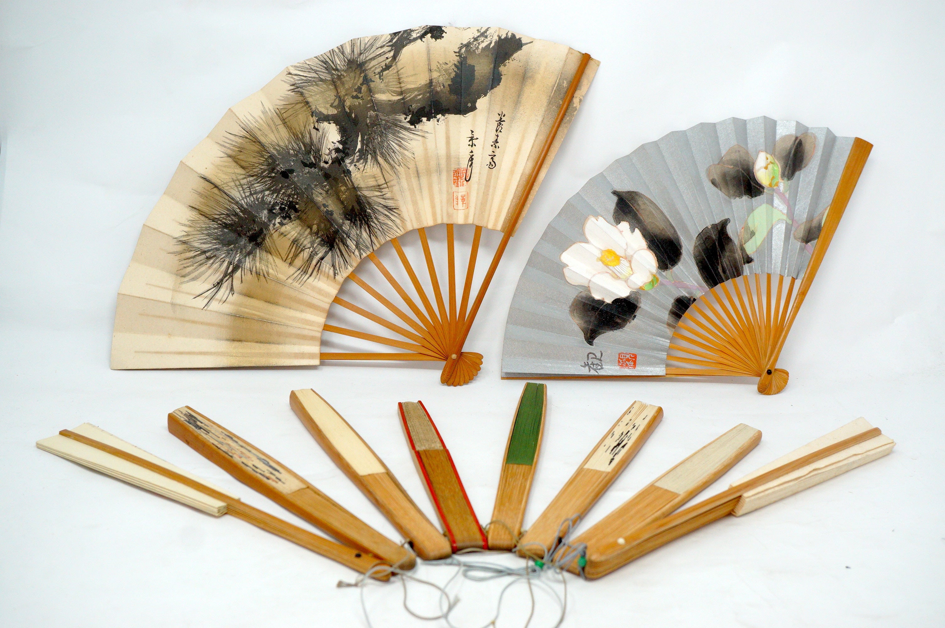 Japanische Sensu Faltfächer-Kollektion x10 Vintage Original 扇子 aus Japan 1127D7
