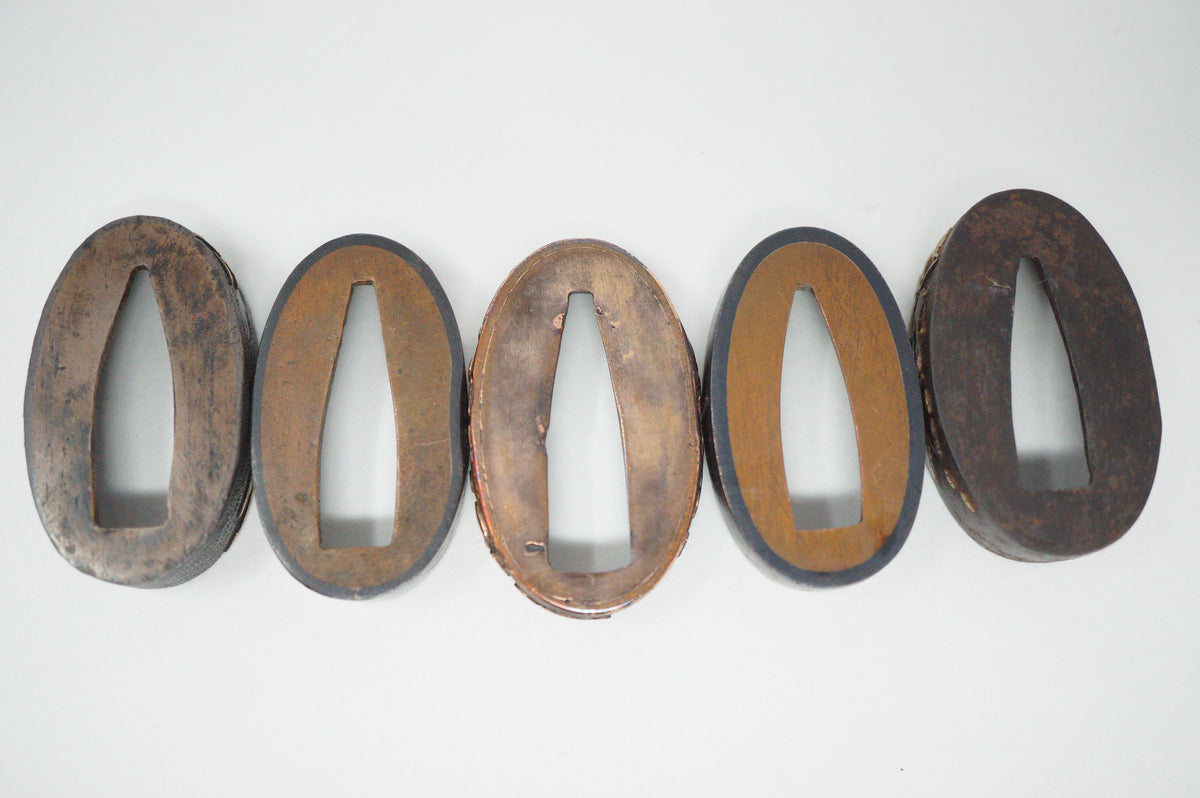 Japanese Fuchi Collection x5 Sword Parts Set with Unique Designs 0706D ...
