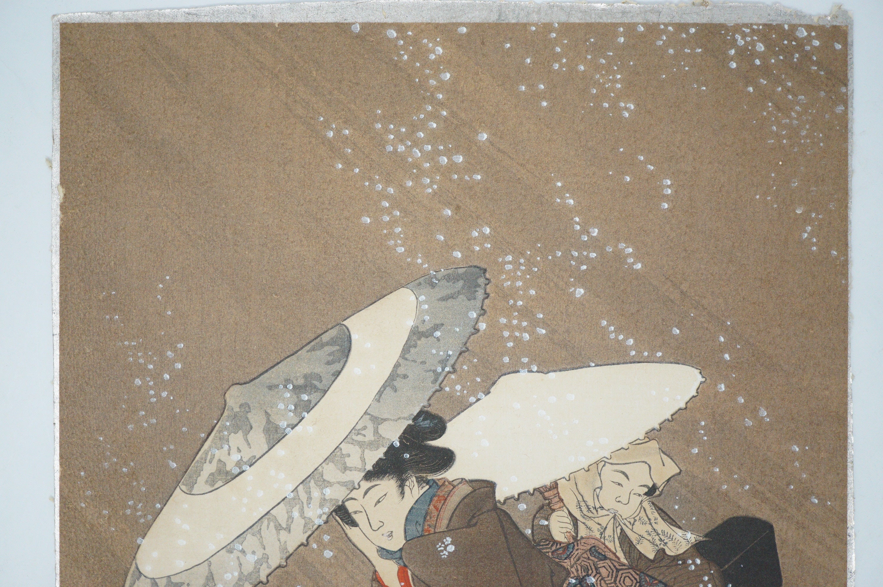 Japanese Woodblock Print -Outing in The Snow Storm- by Kitagawa Fujimaro 0105E8