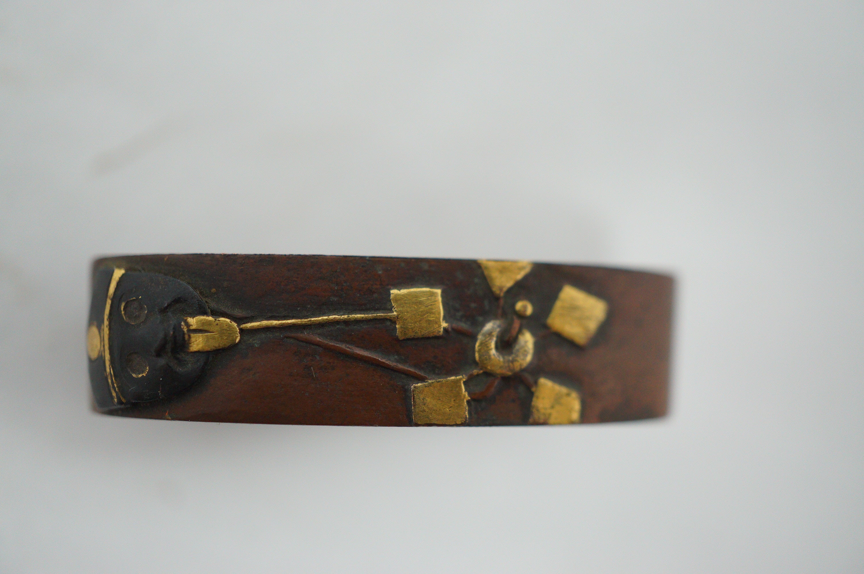 日本 Wakizashi 剑柄含。日本原装 鞍头袖饰垫圈 0728D8
