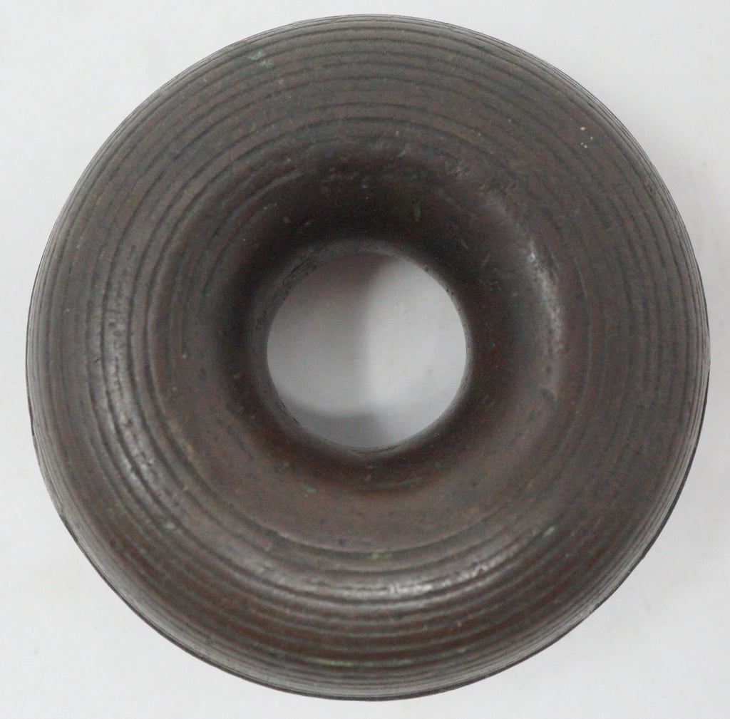 Antique Japanese Bronze Harness Bell 178g Fine Baba-Suzu Edo Era Original with Decorative Ribbing 0624G8