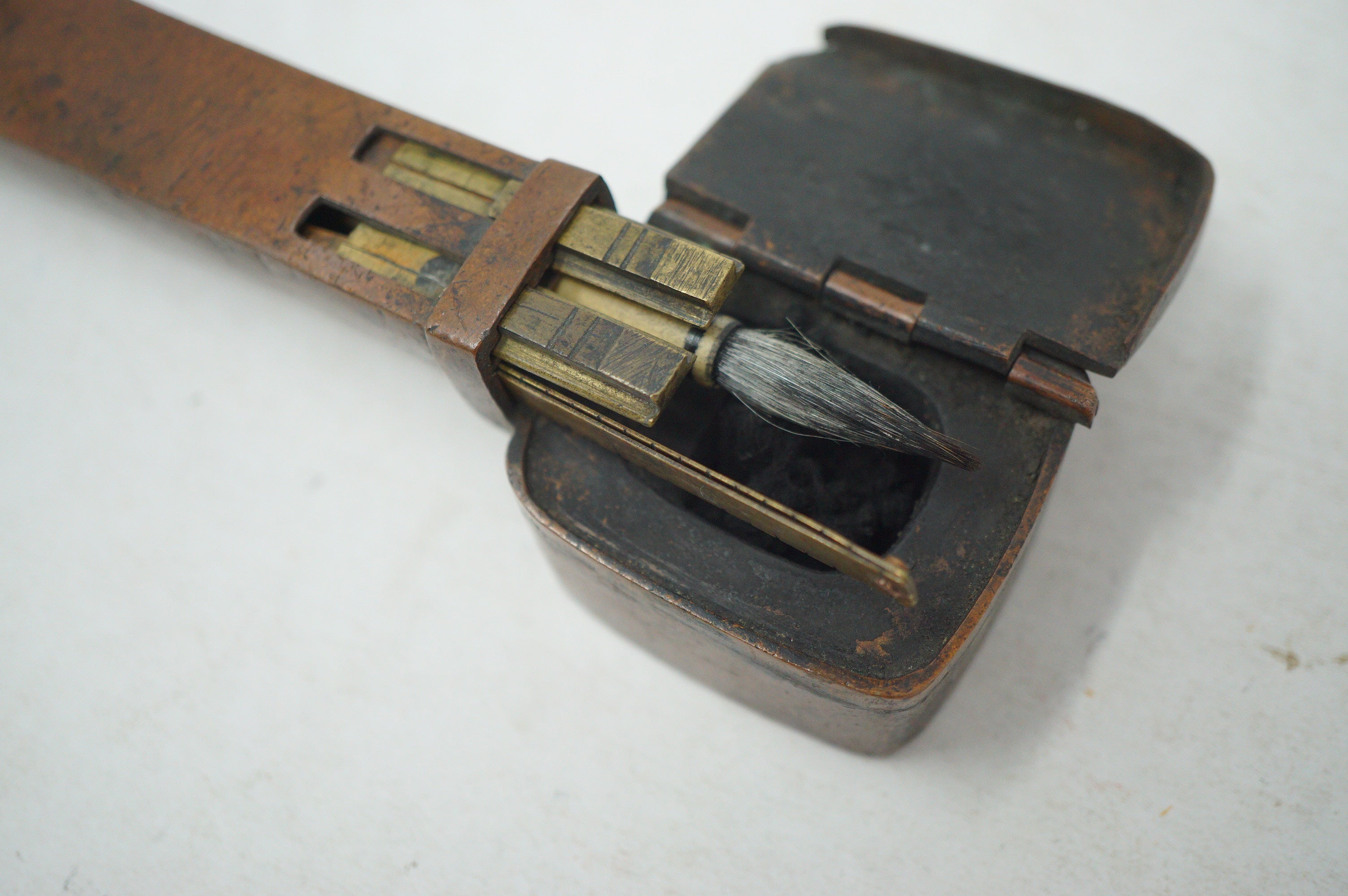 Antique Japanese Yatate Set – Portable Calligraphy Tool with Brush, Ruler, Inkwell etc. 0629G8