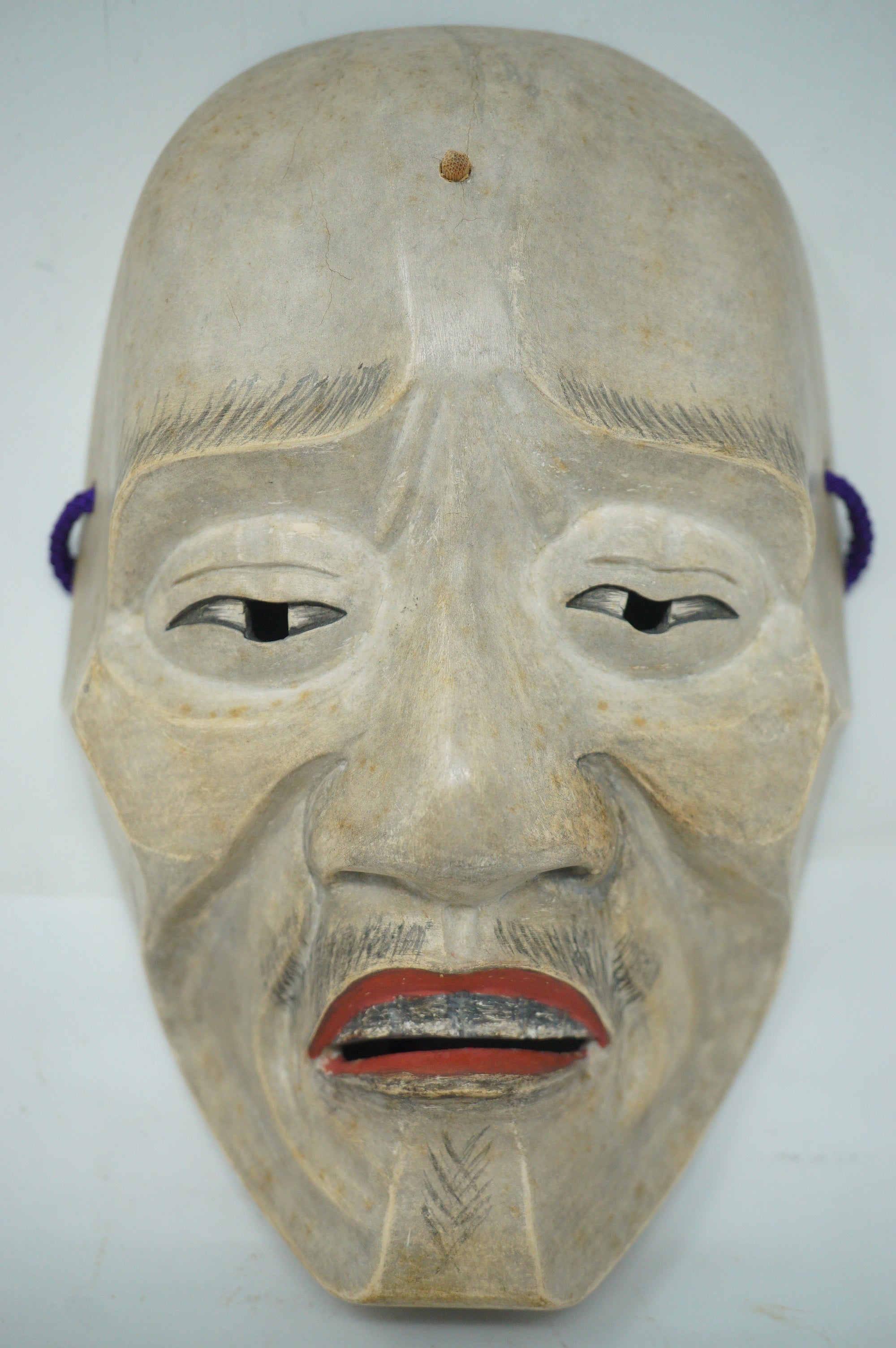 Japanese Yase Otoko Noh Theater Wooden Mask Finely Carved Original from Japan 1227F7