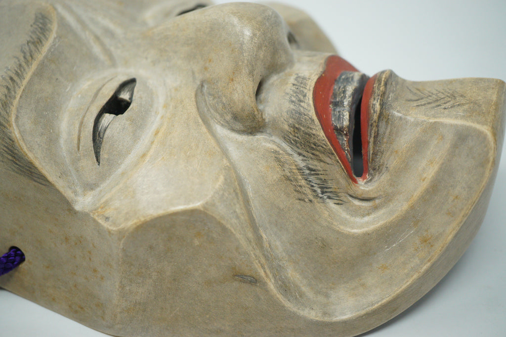 Japanese Yase Otoko Noh Theater Wooden Mask Finely Carved Original from Japan 1227F7