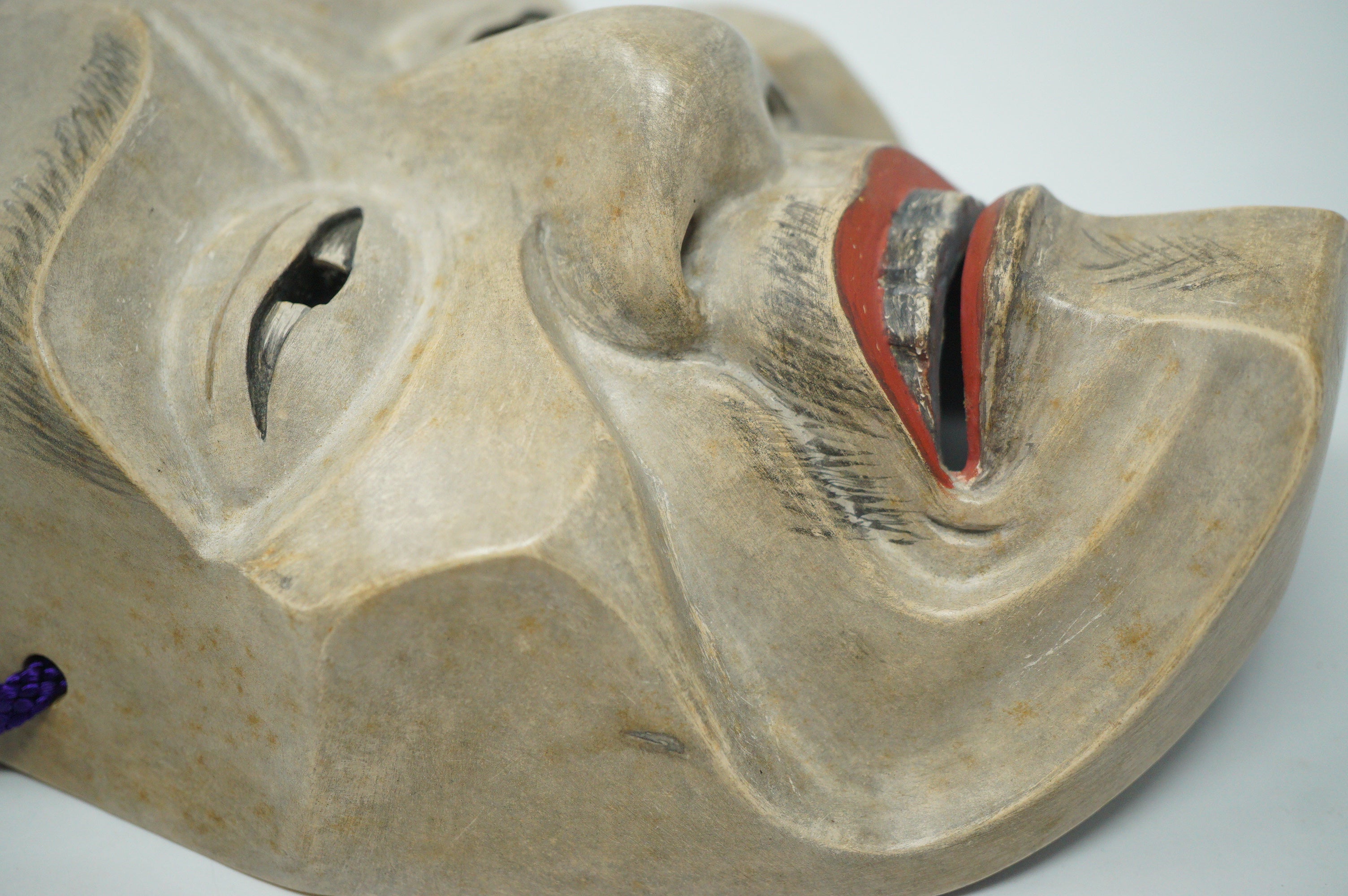 Japanese Yase Otoko Noh Theater Wooden Mask Finely Carved Original from Japan 1227F7