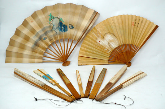 Japanische Sensu Faltfächer-Kollektion x10 Vintage Original 扇子 aus Japan 1127D8