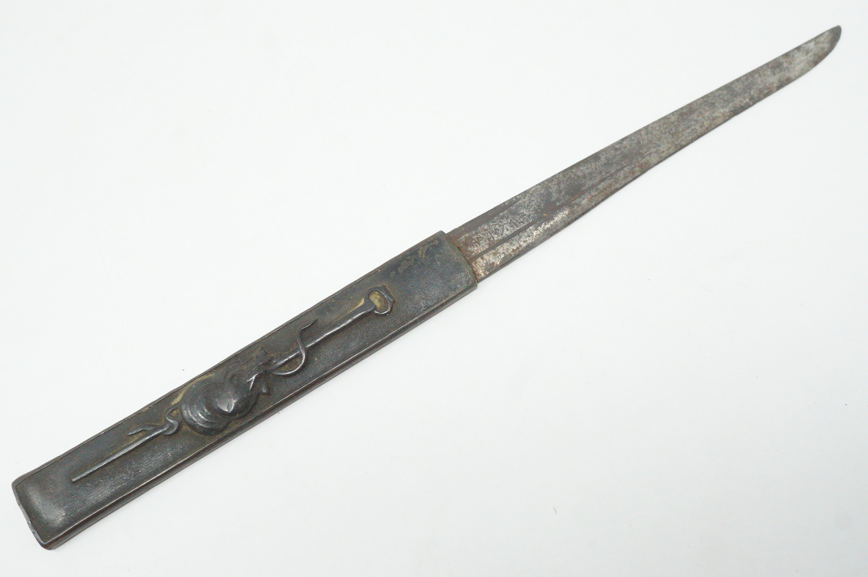 Japanese Kozuka Knife Signed Iron Blade Antique Sword Accessories from Japan 0617G9