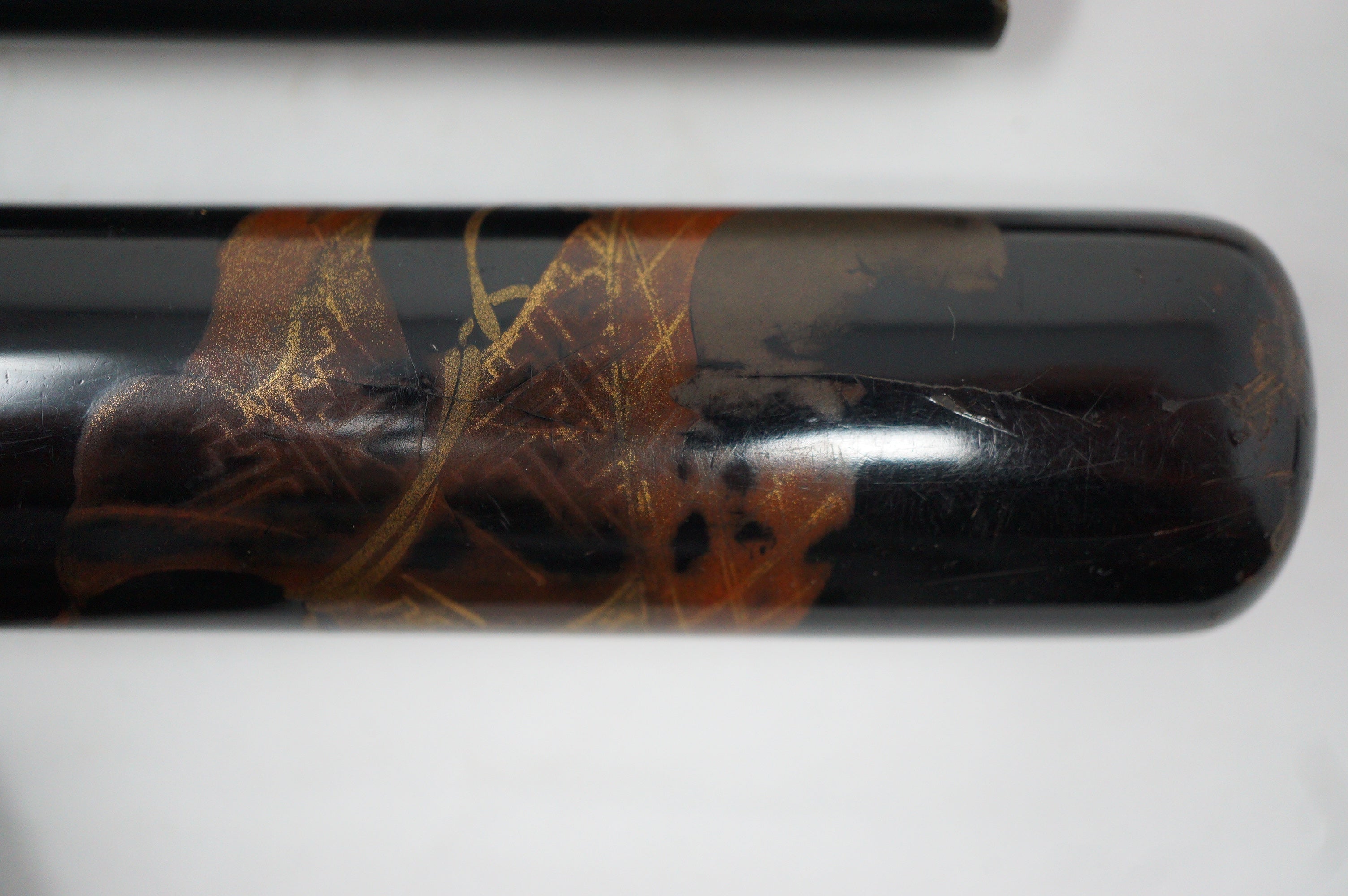 Japanese Antique Tobacco Ire Set with fine  Silver-Maekanagu, Pipe & Lacquered Kiserudzutsu 0204F9