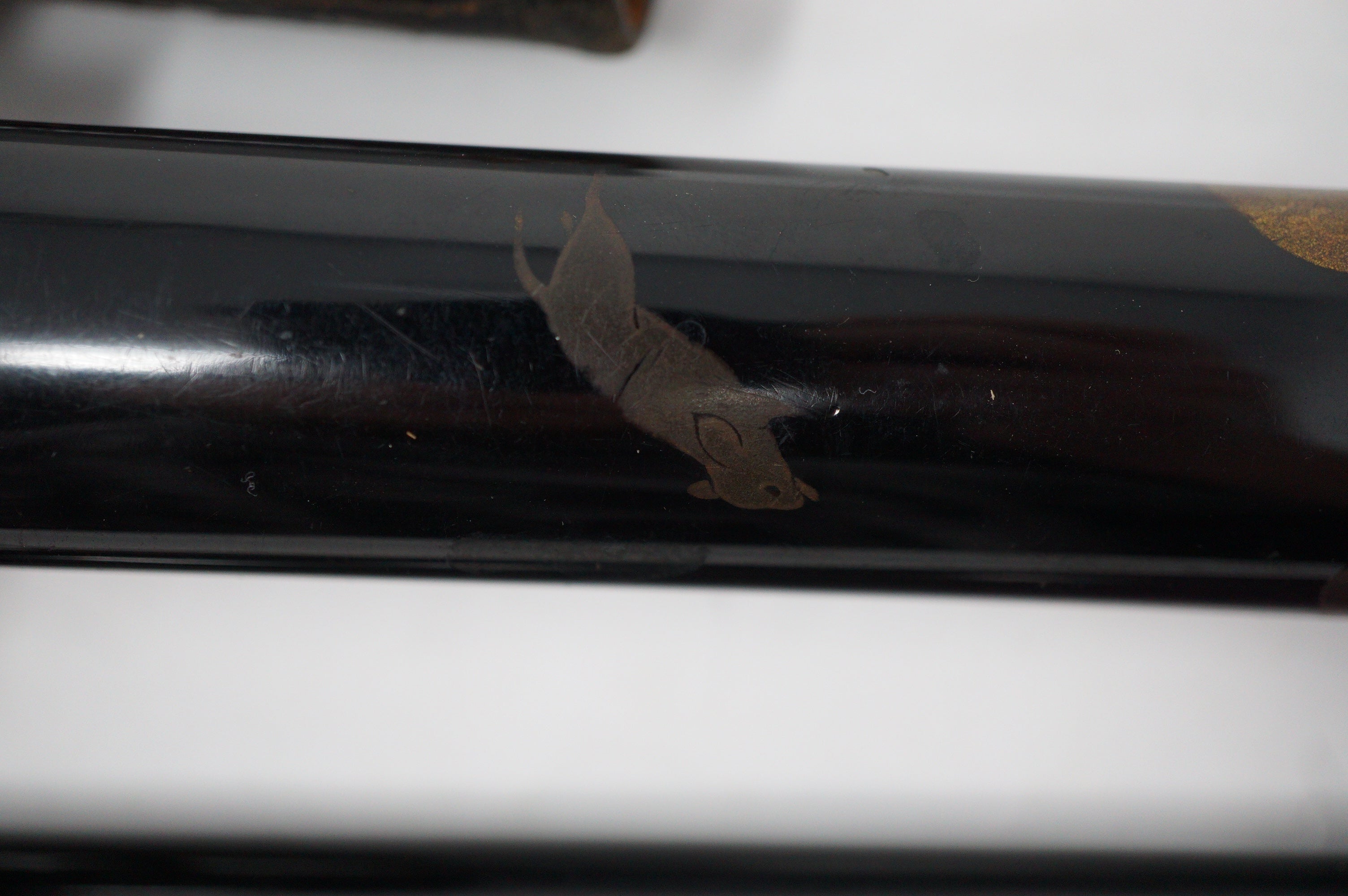 Japanese Antique Tobacco Ire Set with fine  Silver-Maekanagu, Pipe & Lacquered Kiserudzutsu 0204F9