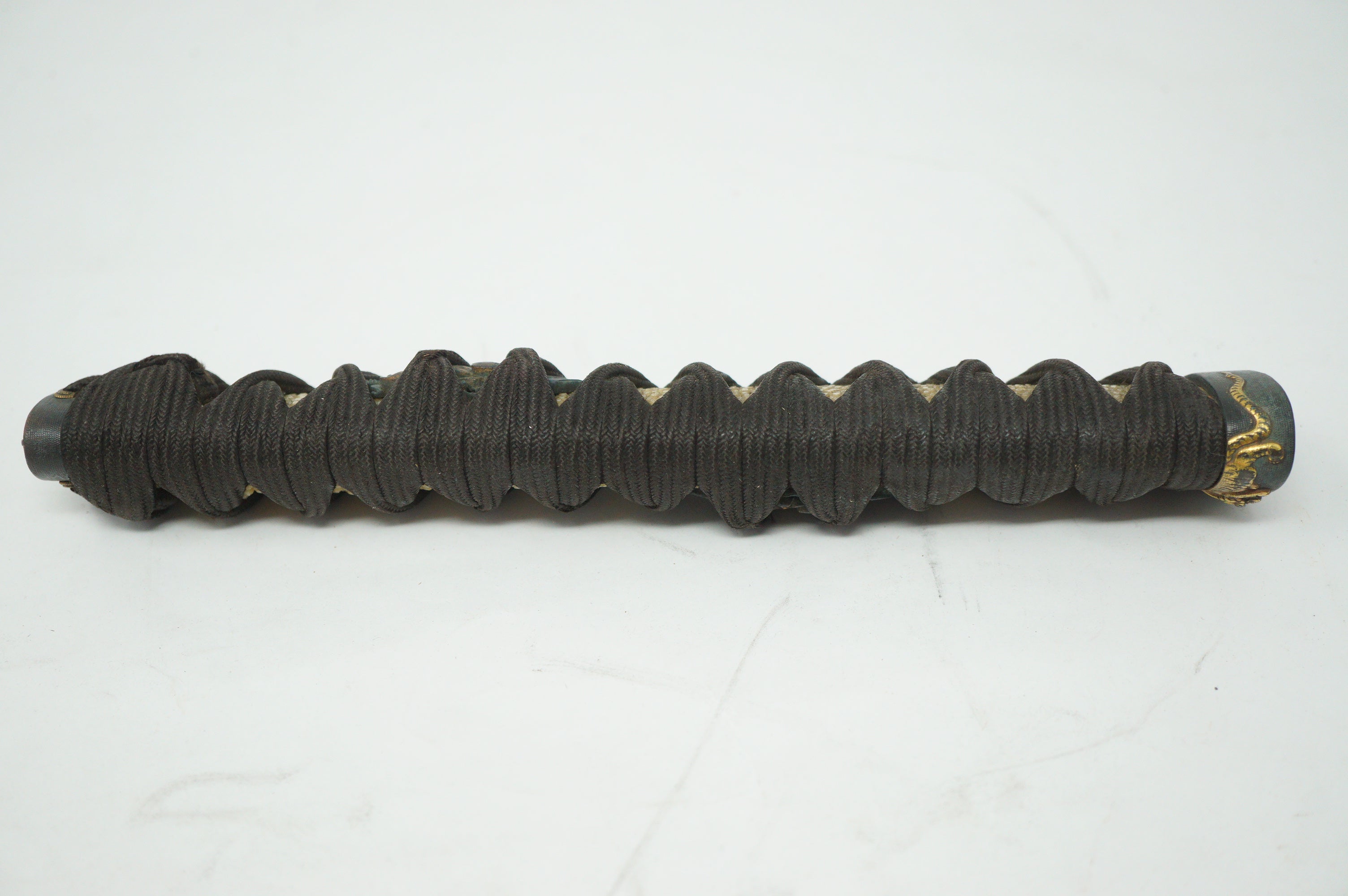 Japanese Katana Sword Parts Tsuka Handle Tiger Inlays Signed Tsuba Guard Original Set 0922F9