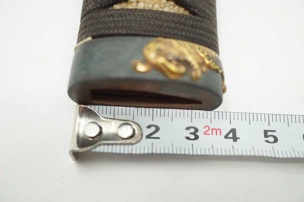 Japanese Katana Sword Parts Tsuka Handle Tiger Inlays Signed Tsuba Guard Original Set 0922F9