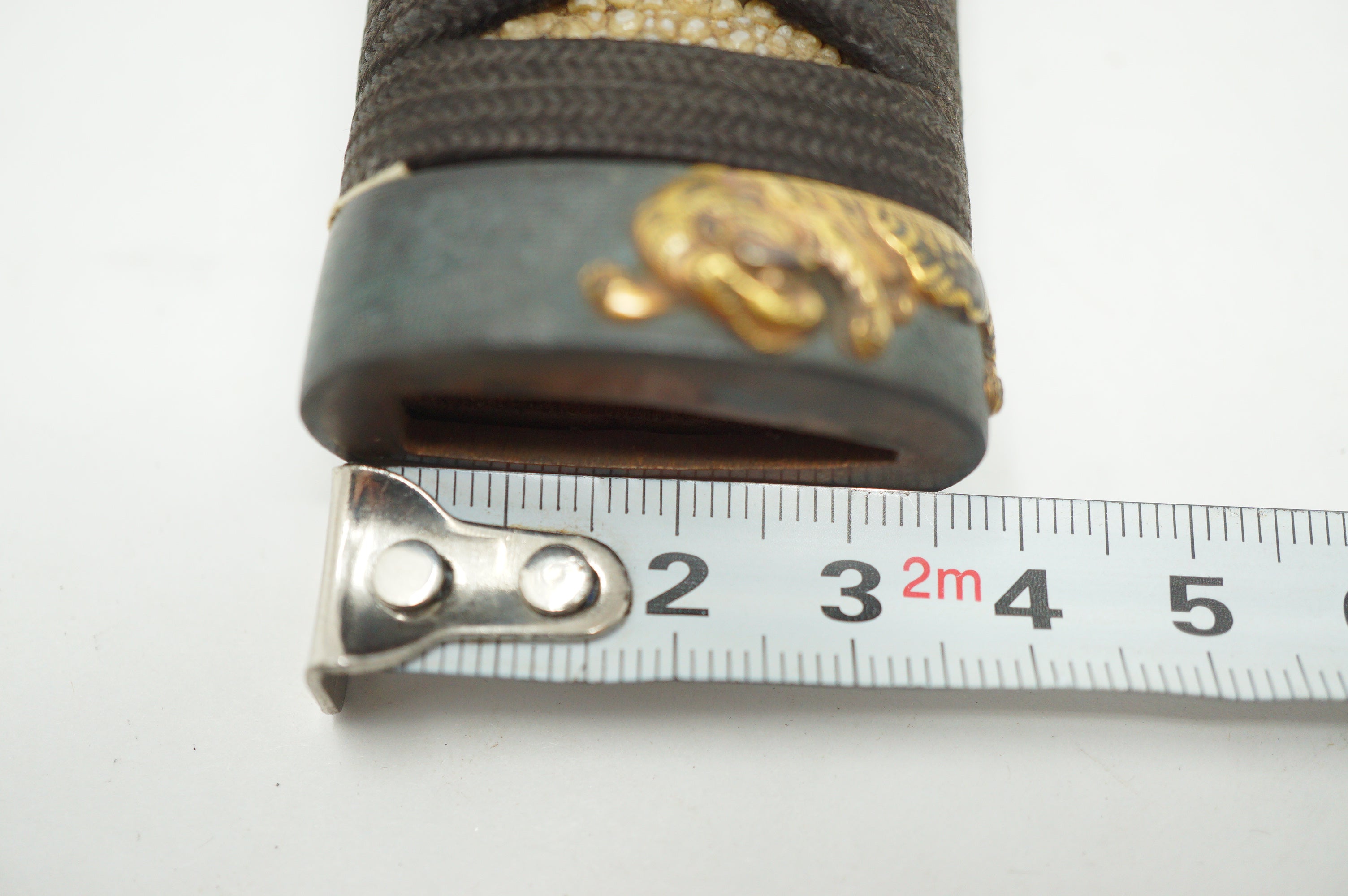 Japanese Katana Sword Parts Tsuka Handle Tiger Inlays Signed Tsuba Guard Original Set 0922F9