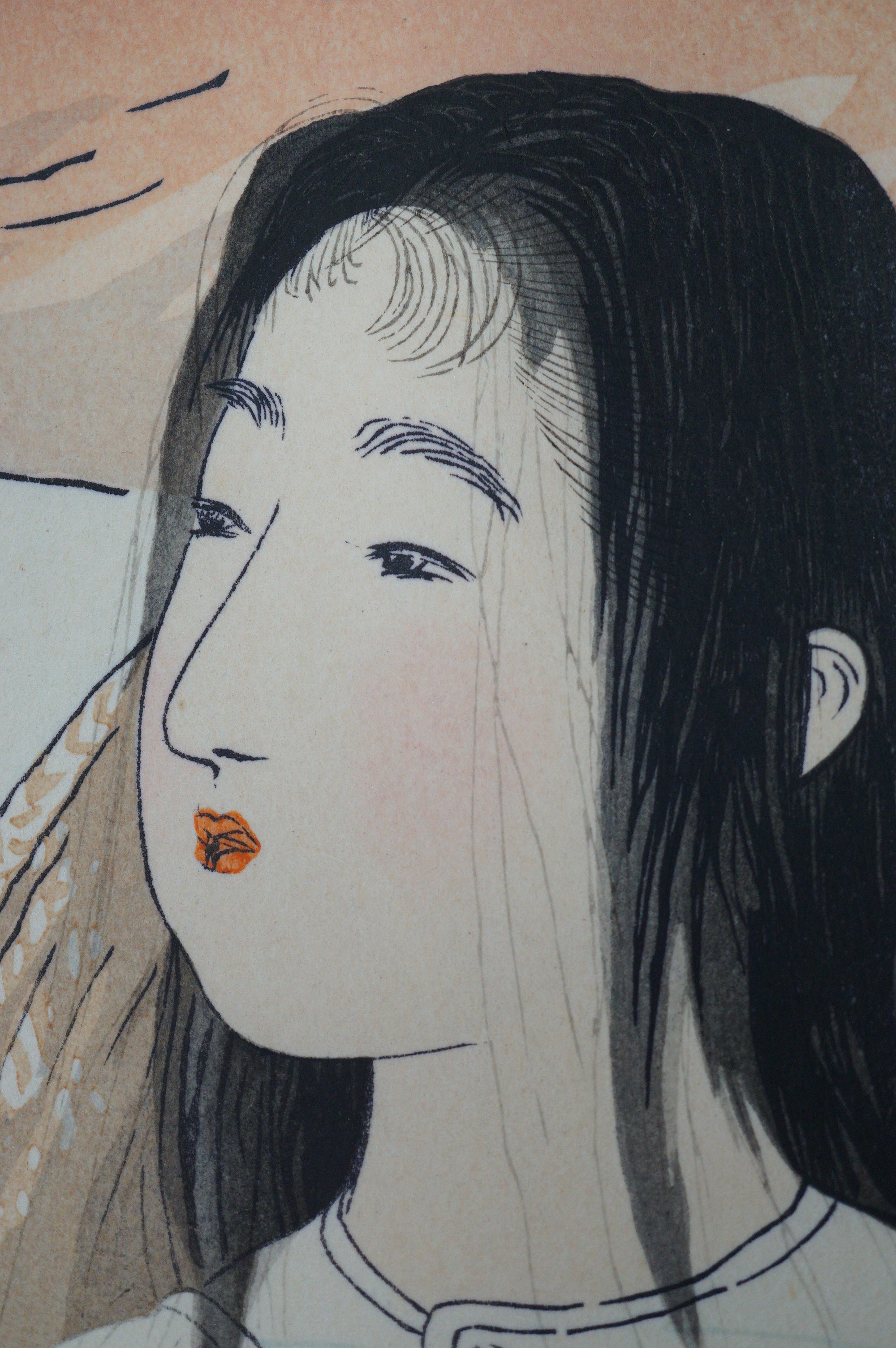 日本木版画 1902 年原版，由月冈工业株式会社制作 - 海水浴美人 - 日本 0625E9