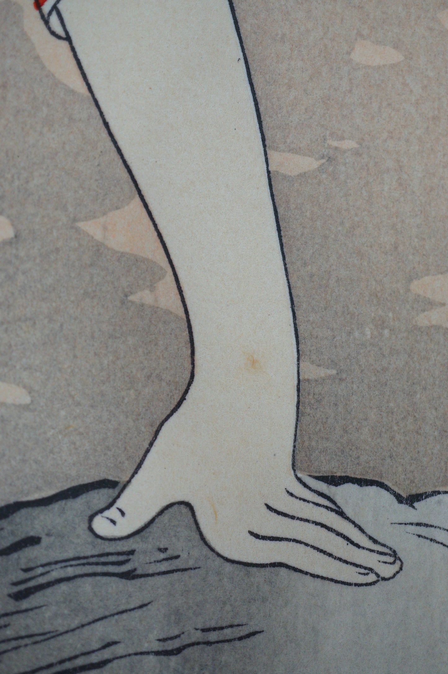 Japanese Woodblock Print 1902 Original by Tsukioka Kogyo -Sea-Bathing Beauty- from Japan 0625E9