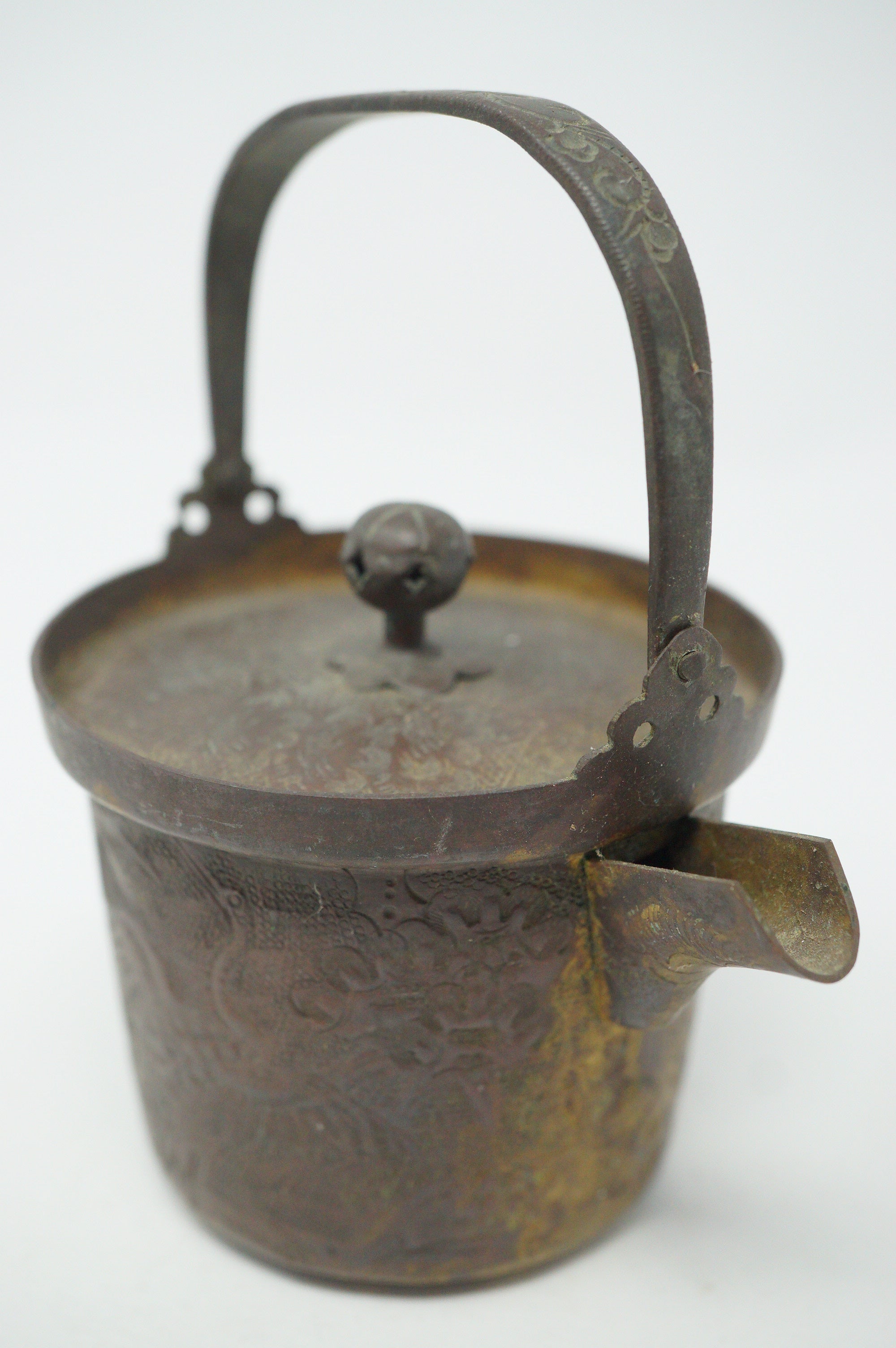 Eleganter Kupfer-Teekessel mit detaillierter Gravur „Japanese Antique“ 0914D9